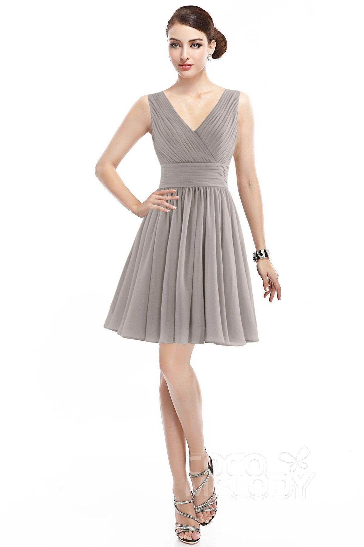 A-Line Short Mini Chiffon Bridesmaid Dress COZK14019 - COCOMELODY