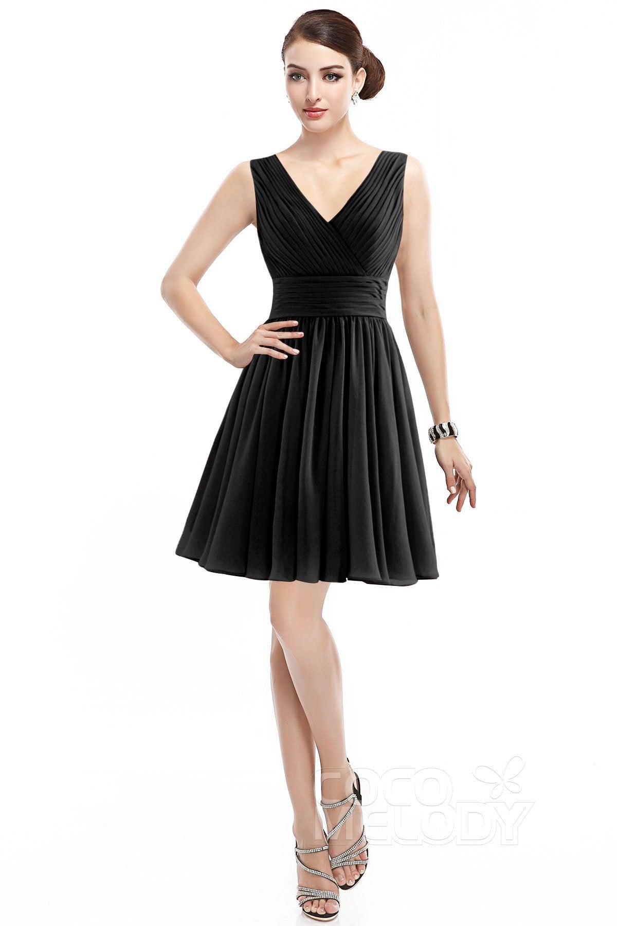 A-Line Short Mini Chiffon Bridesmaid Dress COZK14019 - COCOMELODY