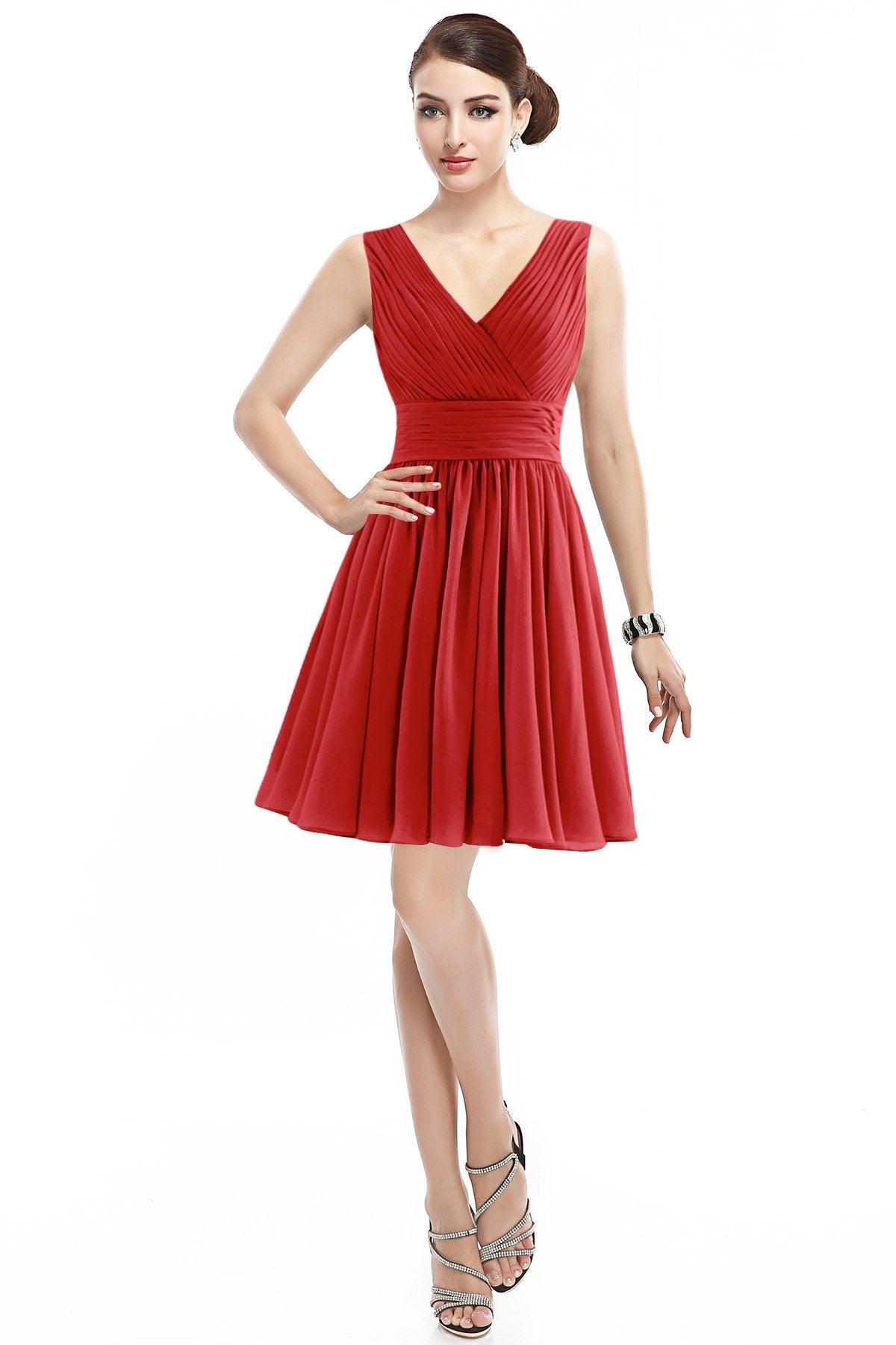 A-Line Short Mini Chiffon Bridesmaid Dress COZK14019 - COCOMELODY