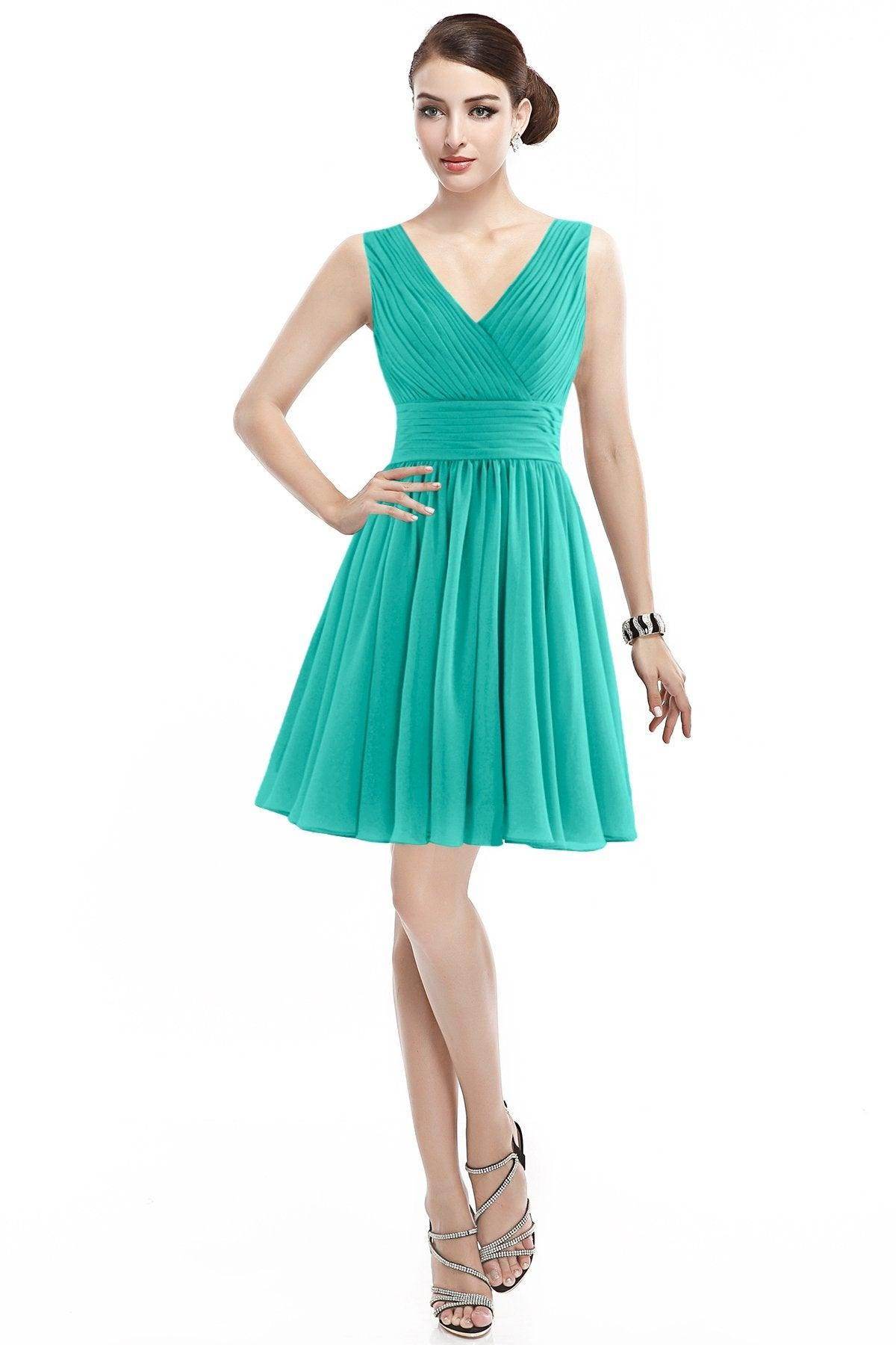 A-Line Short Mini Chiffon Bridesmaid Dress COZK14019 - COCOMELODY