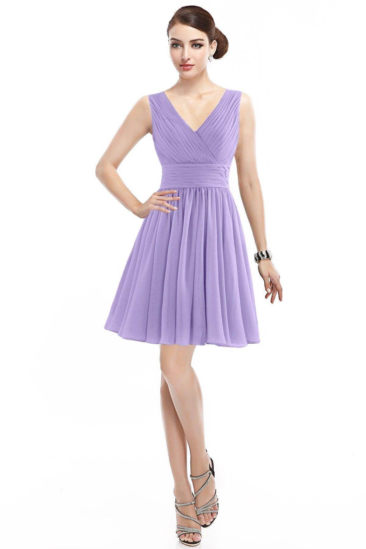 A-Line Short Mini Chiffon Bridesmaid Dress COZK14019 - COCOMELODY