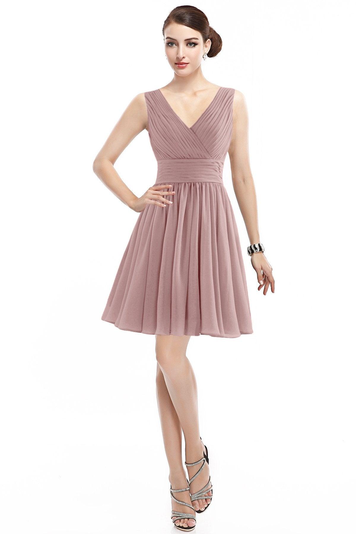 A-Line Short Mini Chiffon Bridesmaid Dress COZK14019 - COCOMELODY