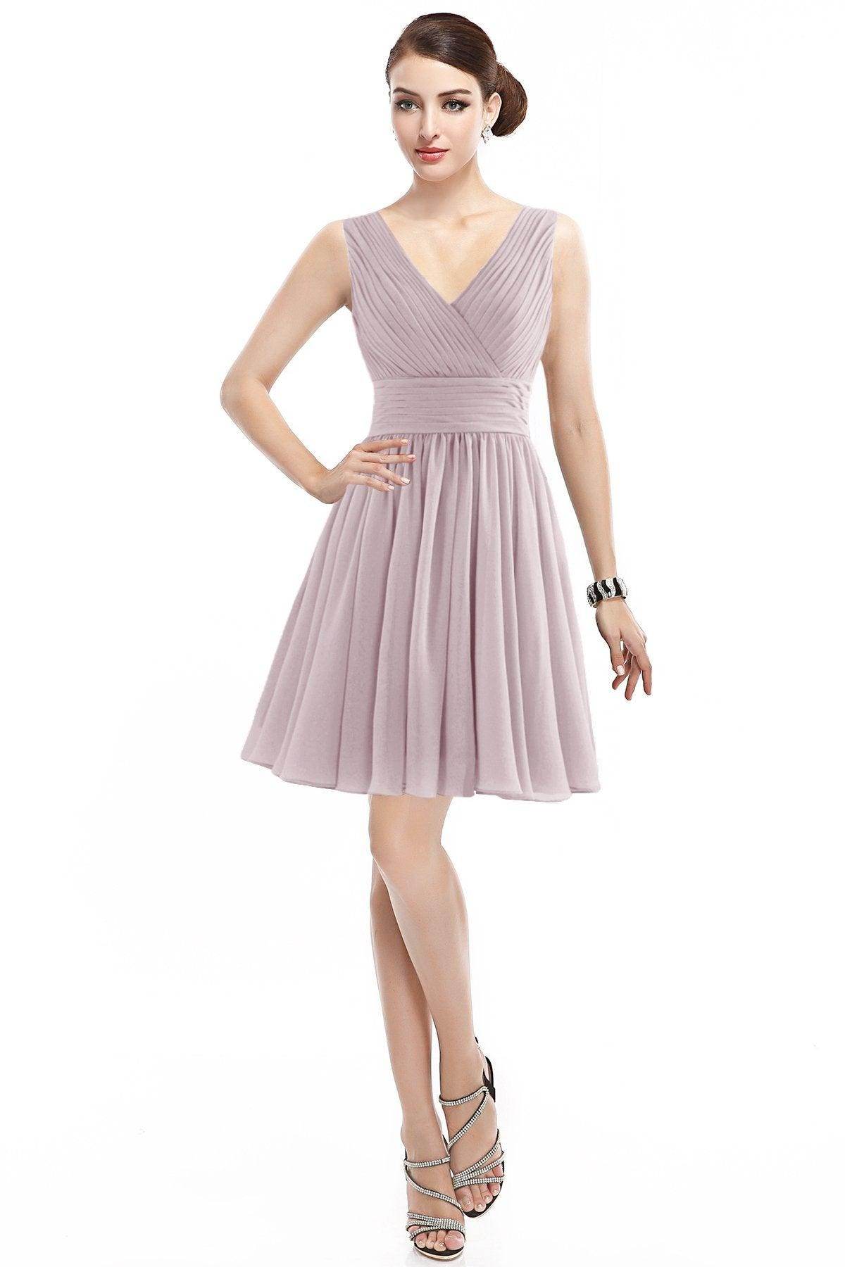 A-Line Short Mini Chiffon Bridesmaid Dress COZK14019 - COCOMELODY