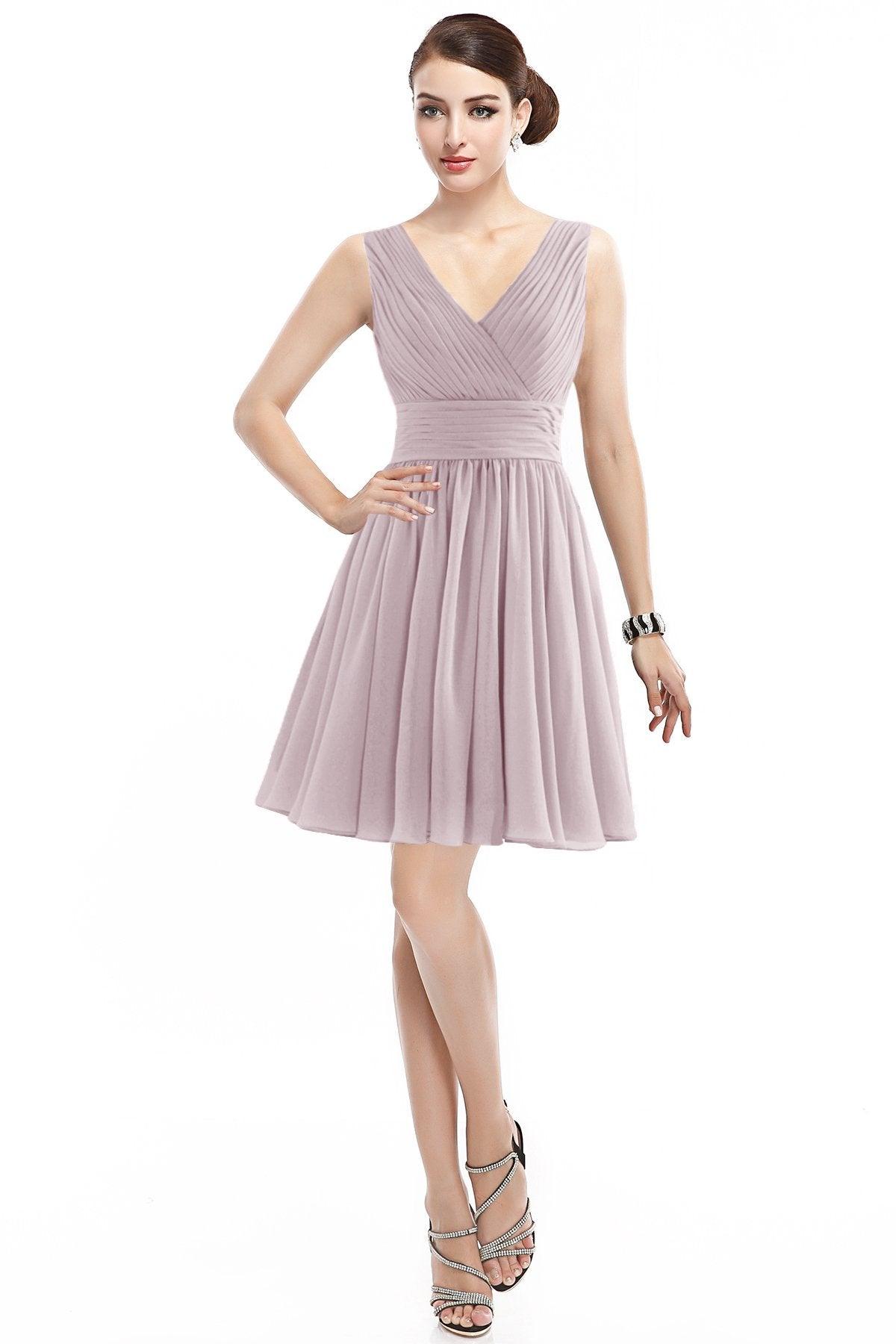 A-Line Short Mini Chiffon Bridesmaid Dress COZK14019 - COCOMELODY