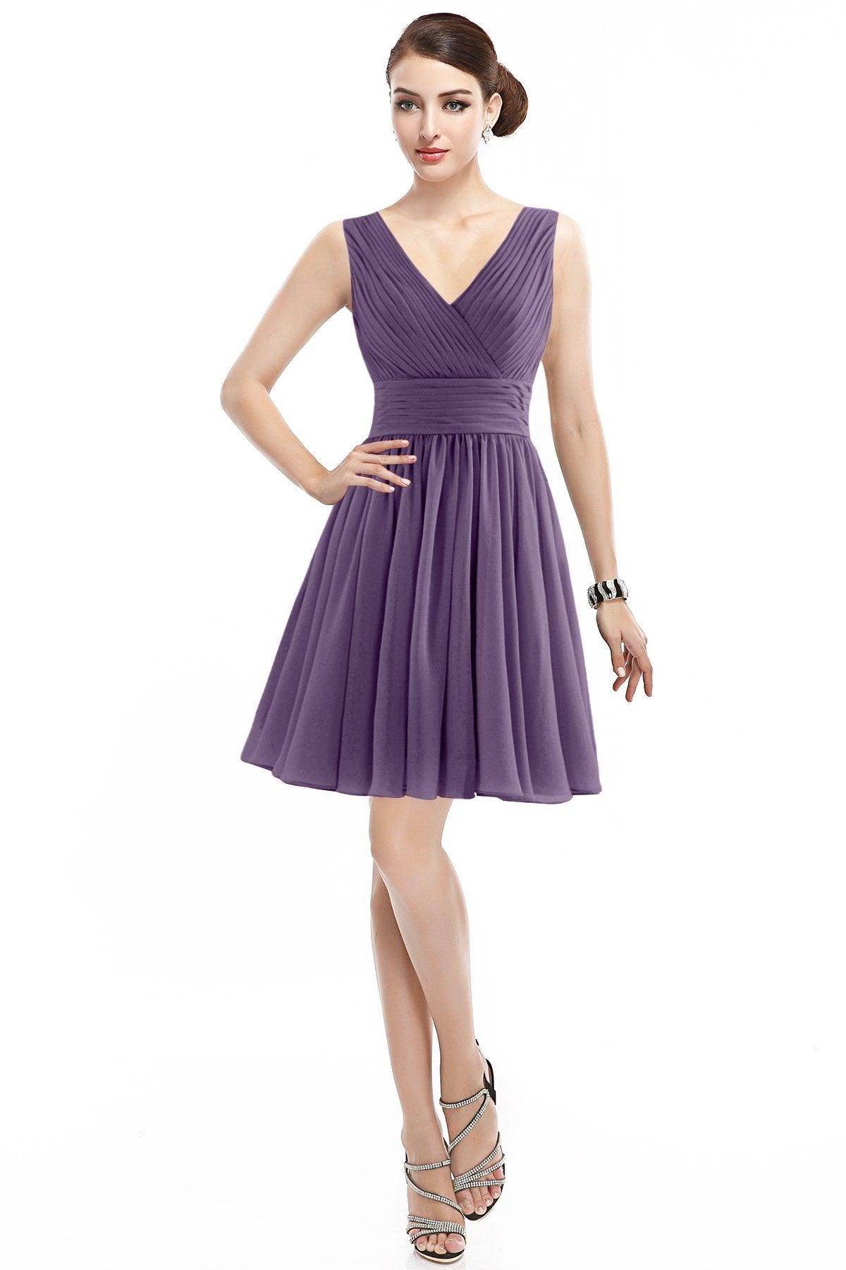 A-Line Short Mini Chiffon Bridesmaid Dress COZK14019 - COCOMELODY