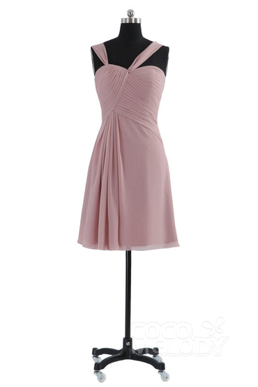 A-Line Knee Length Chiffon Bridesmaid Dress COZK1401A - COCOMELODY