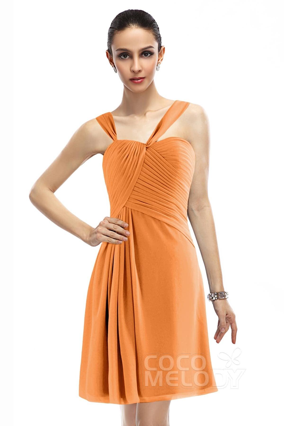 A-Line Knee Length Chiffon Bridesmaid Dress COZK1401A - COCOMELODY