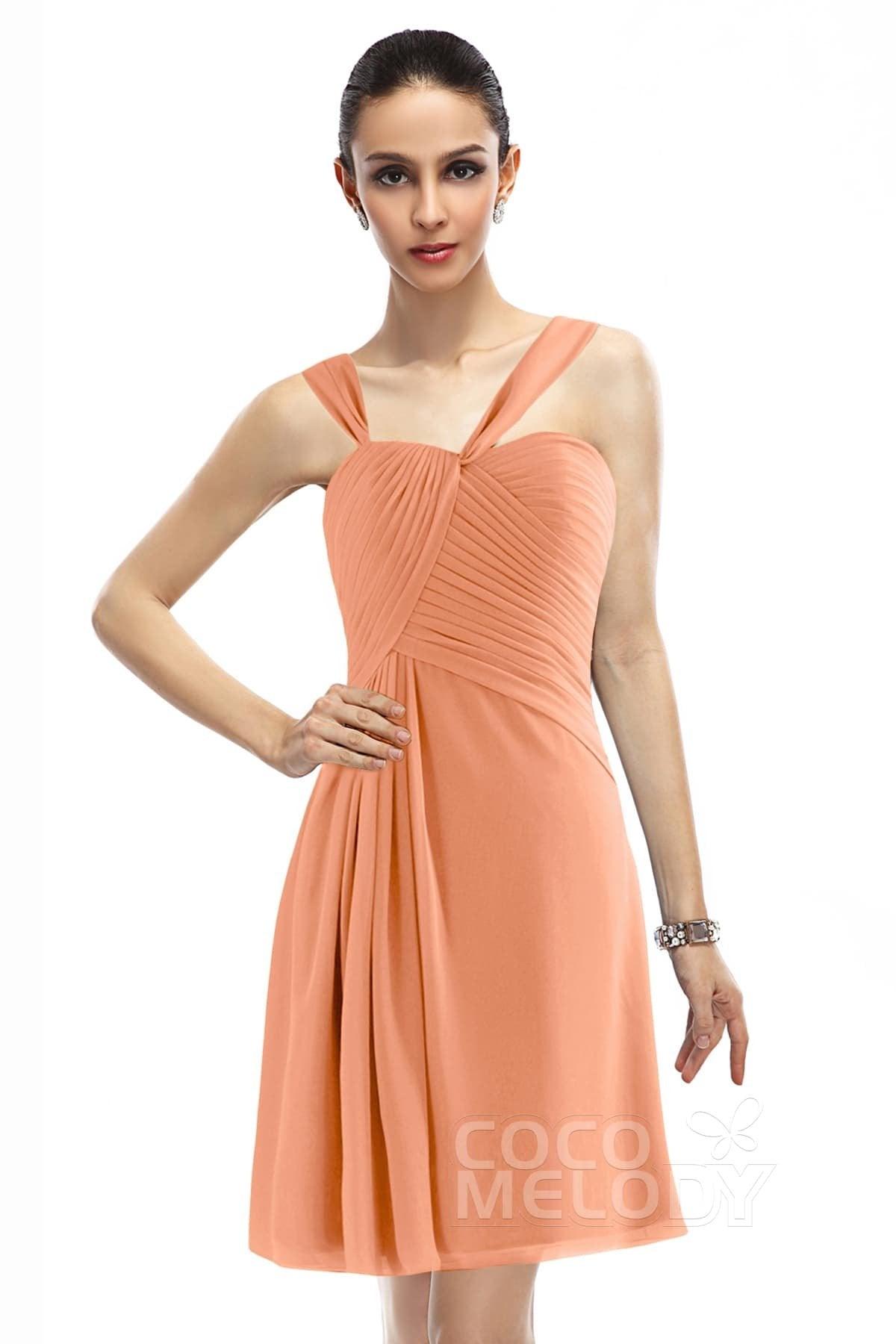 A-Line Knee Length Chiffon Bridesmaid Dress COZK1401A - COCOMELODY
