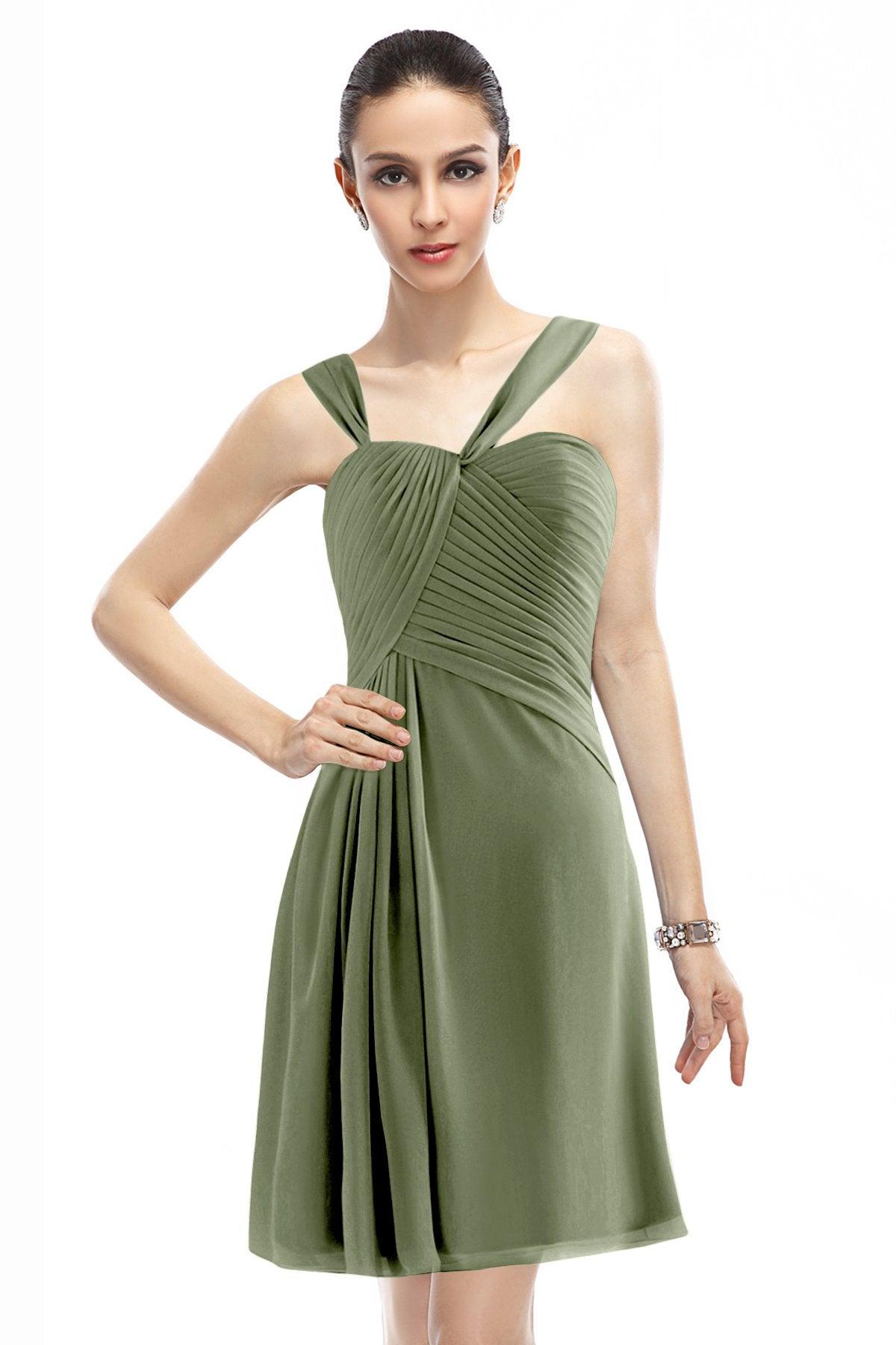 A-Line Knee Length Chiffon Bridesmaid Dress COZK1401A - COCOMELODY