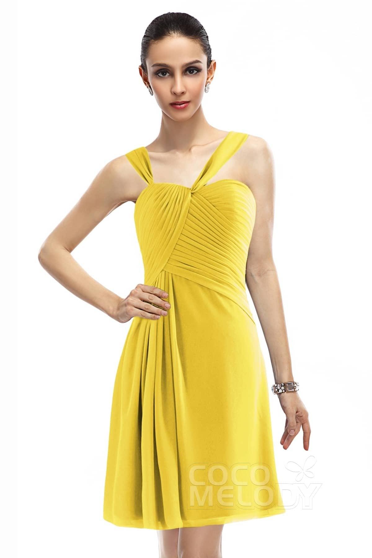 A-Line Knee Length Chiffon Bridesmaid Dress COZK1401A - COCOMELODY