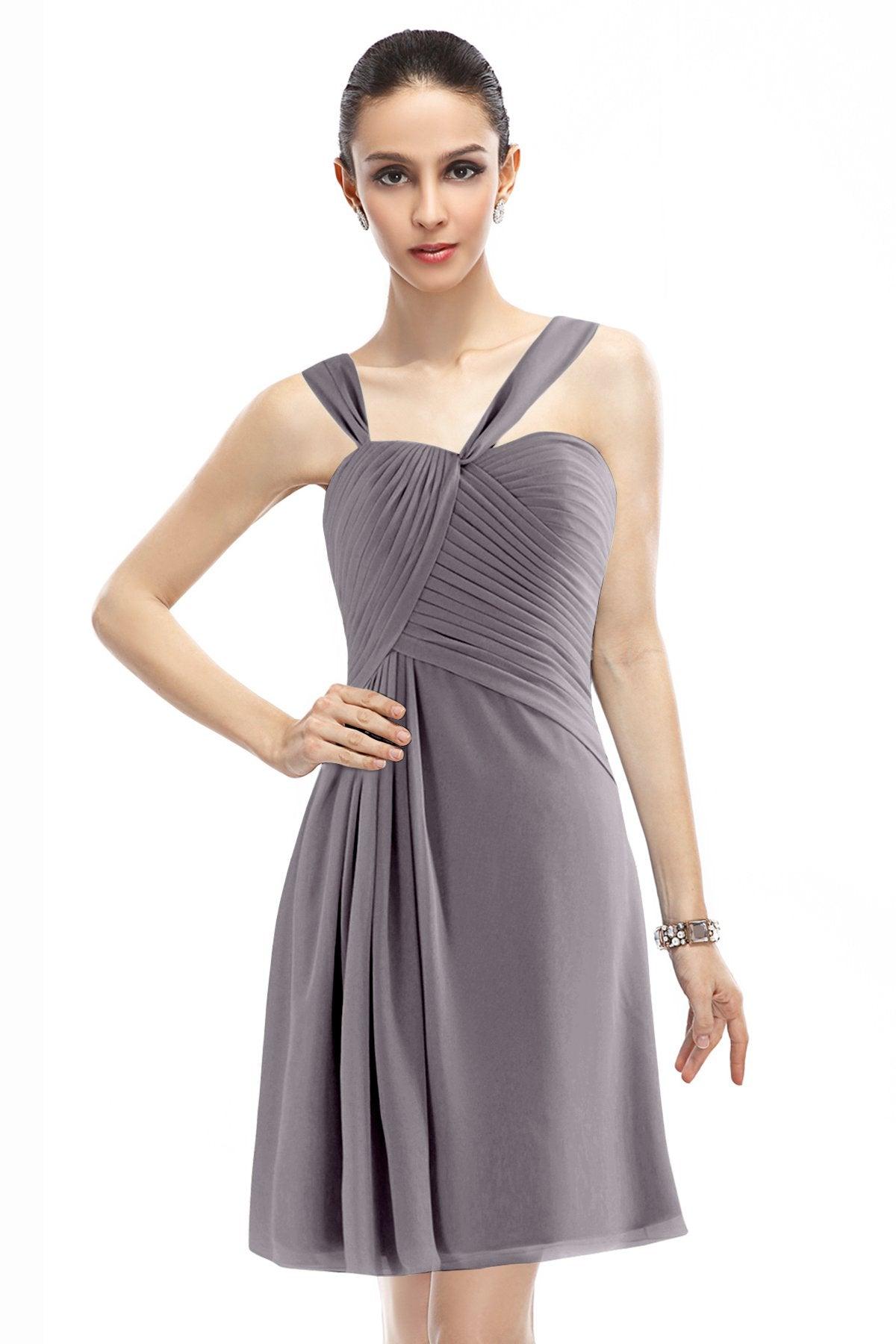 A-Line Knee Length Chiffon Bridesmaid Dress COZK1401A - COCOMELODY