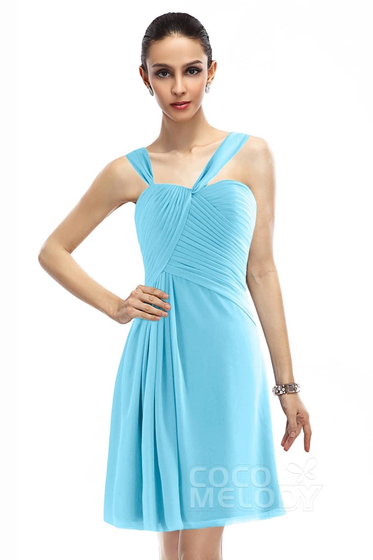 A-Line Knee Length Chiffon Bridesmaid Dress COZK1401A - COCOMELODY