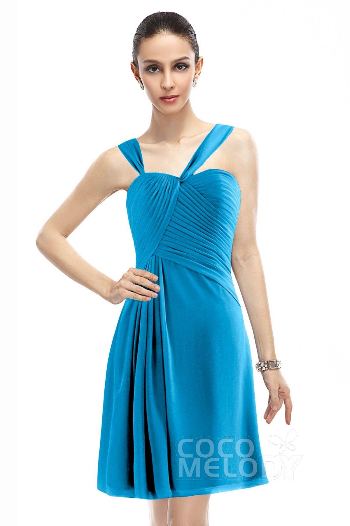A-Line Knee Length Chiffon Bridesmaid Dress COZK1401A - COCOMELODY