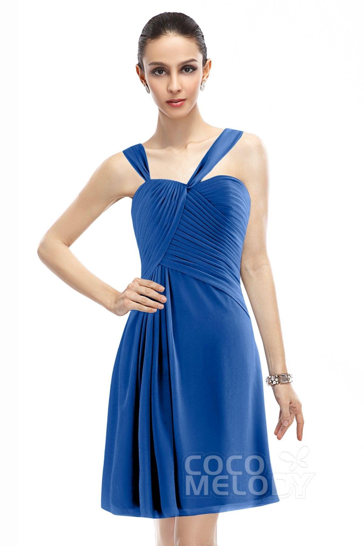 A-Line Knee Length Chiffon Bridesmaid Dress COZK1401A - COCOMELODY