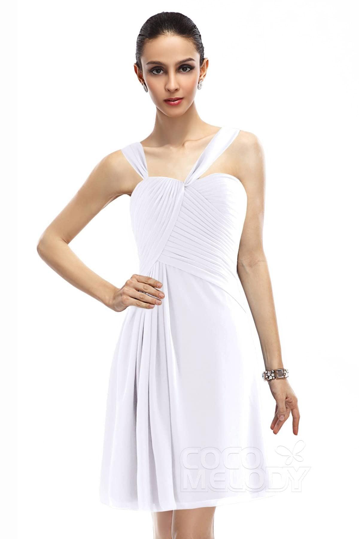 A-Line Knee Length Chiffon Bridesmaid Dress COZK1401A - COCOMELODY