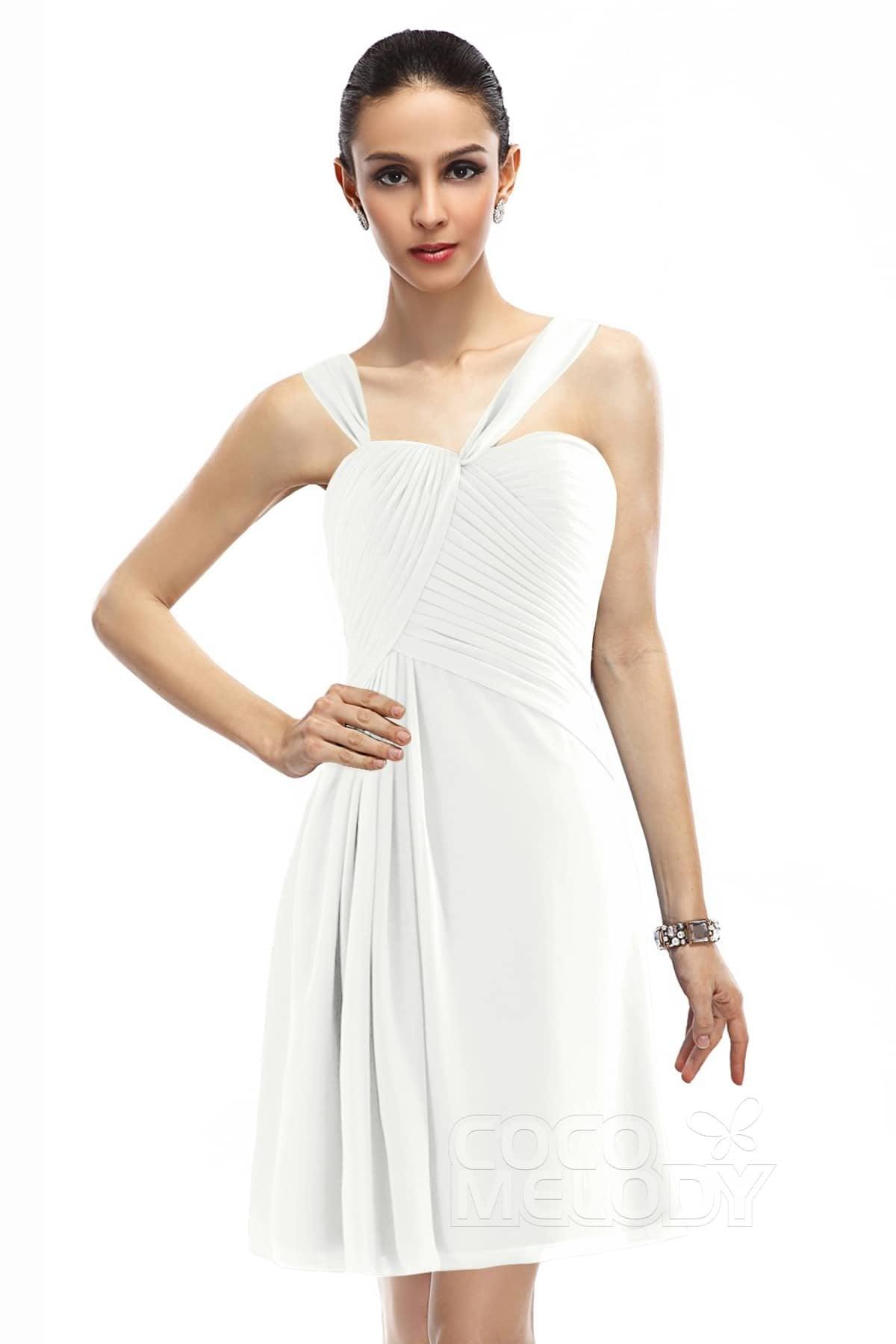 A-Line Knee Length Chiffon Bridesmaid Dress COZK1401A - COCOMELODY