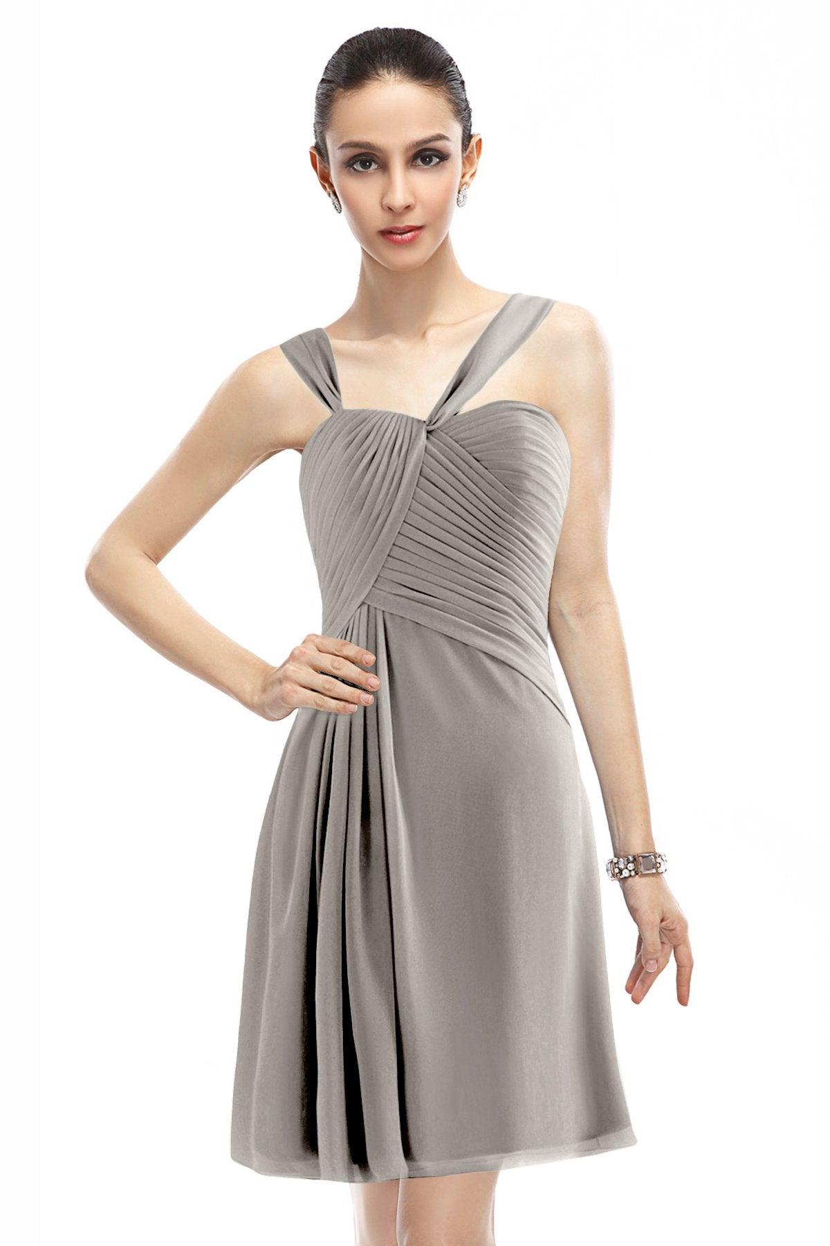 A-Line Knee Length Chiffon Bridesmaid Dress COZK1401A - COCOMELODY