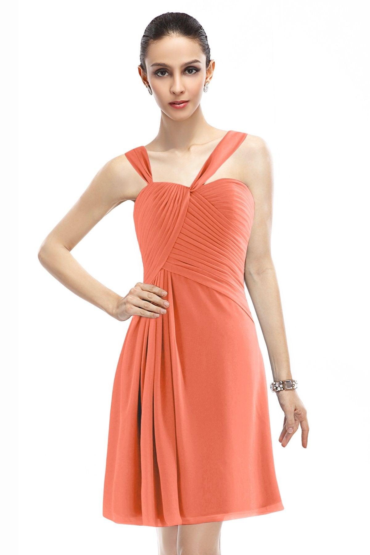 A-Line Knee Length Chiffon Bridesmaid Dress COZK1401A - COCOMELODY