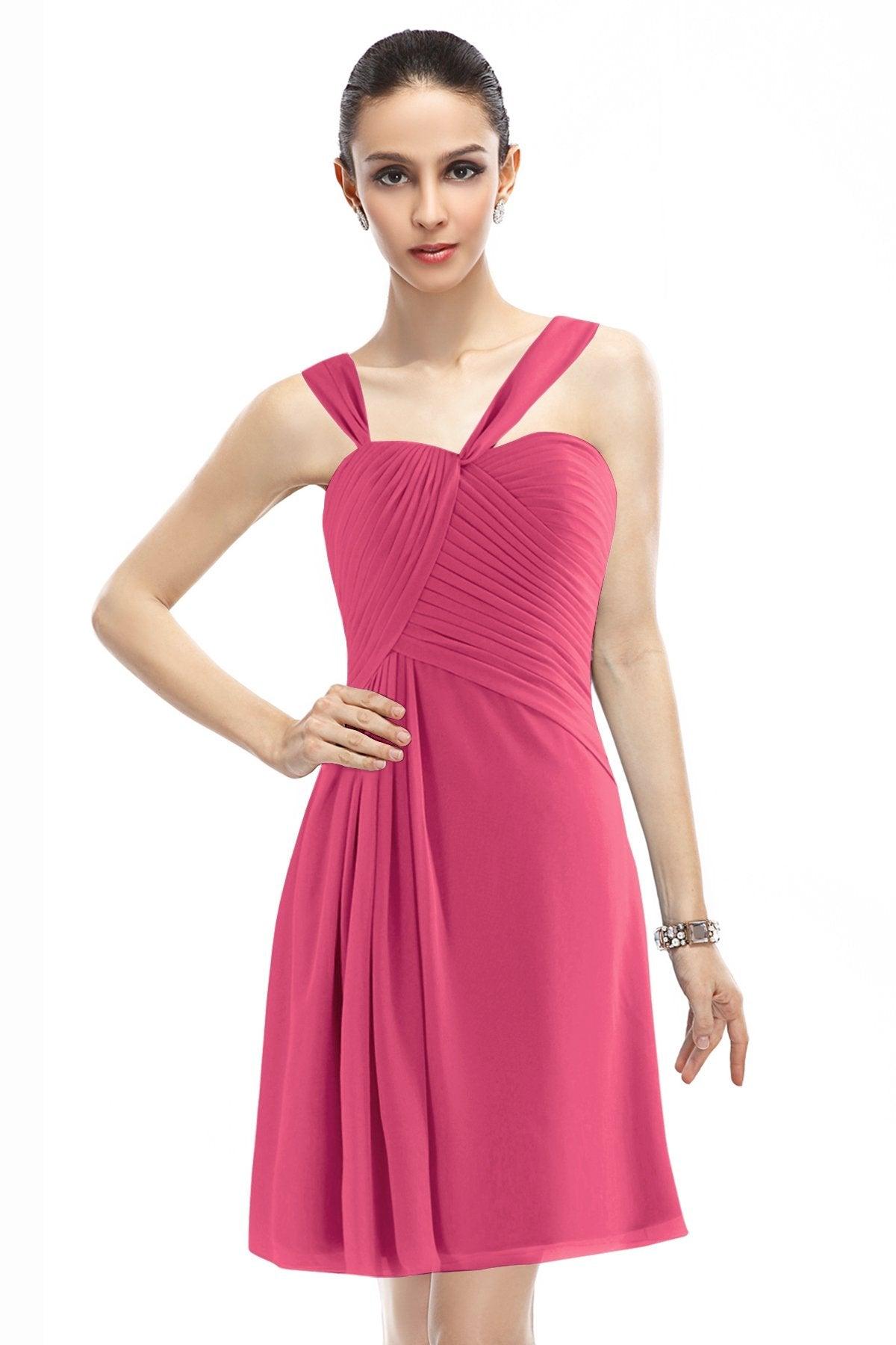A-Line Knee Length Chiffon Bridesmaid Dress COZK1401A - COCOMELODY