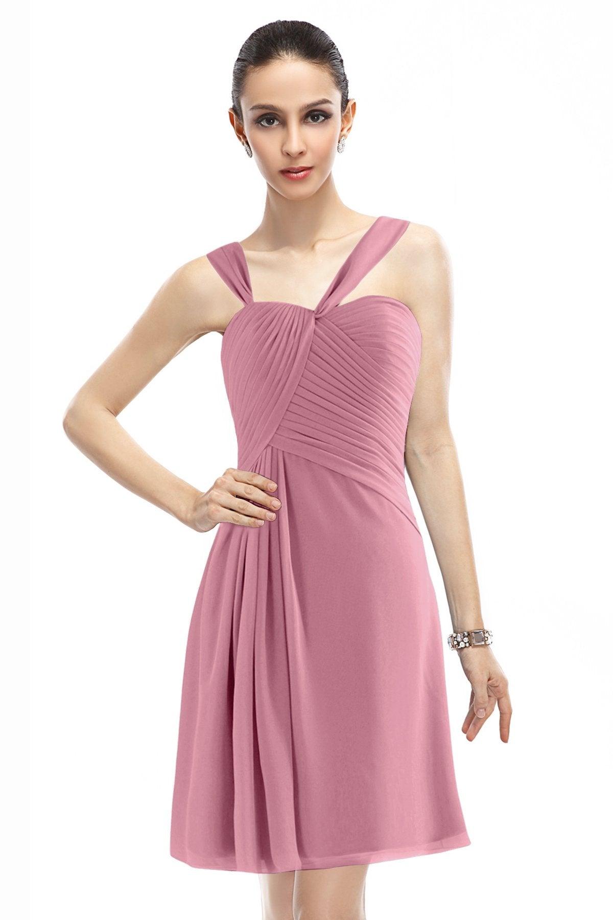 A-Line Knee Length Chiffon Bridesmaid Dress COZK1401A - COCOMELODY