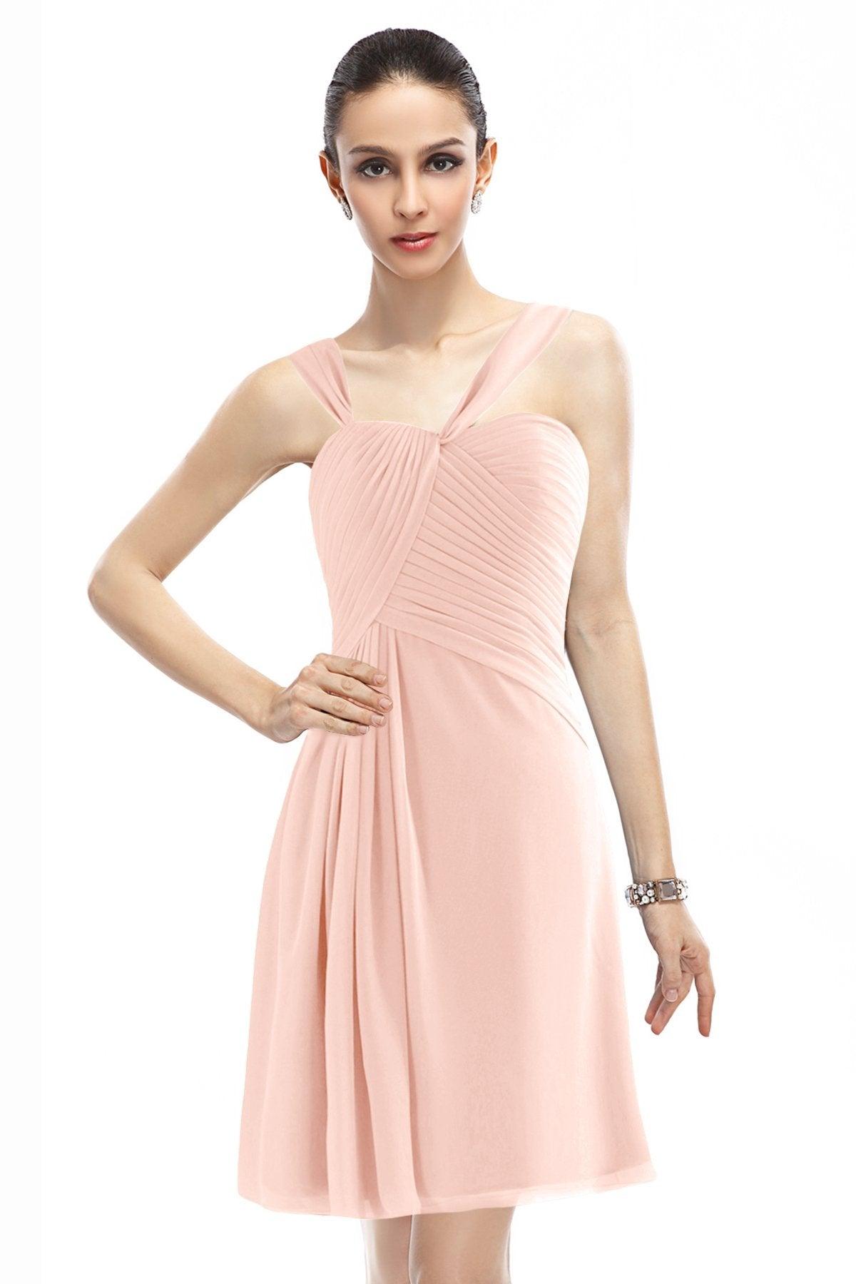 A-Line Knee Length Chiffon Bridesmaid Dress COZK1401A - COCOMELODY