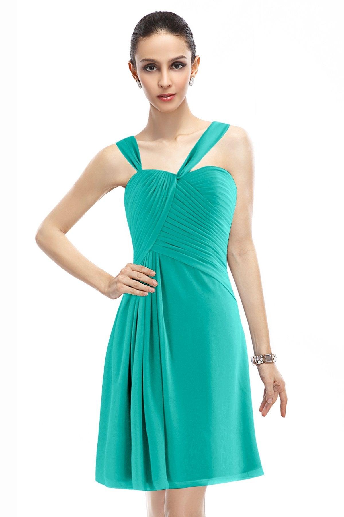 A-Line Knee Length Chiffon Bridesmaid Dress COZK1401A - COCOMELODY