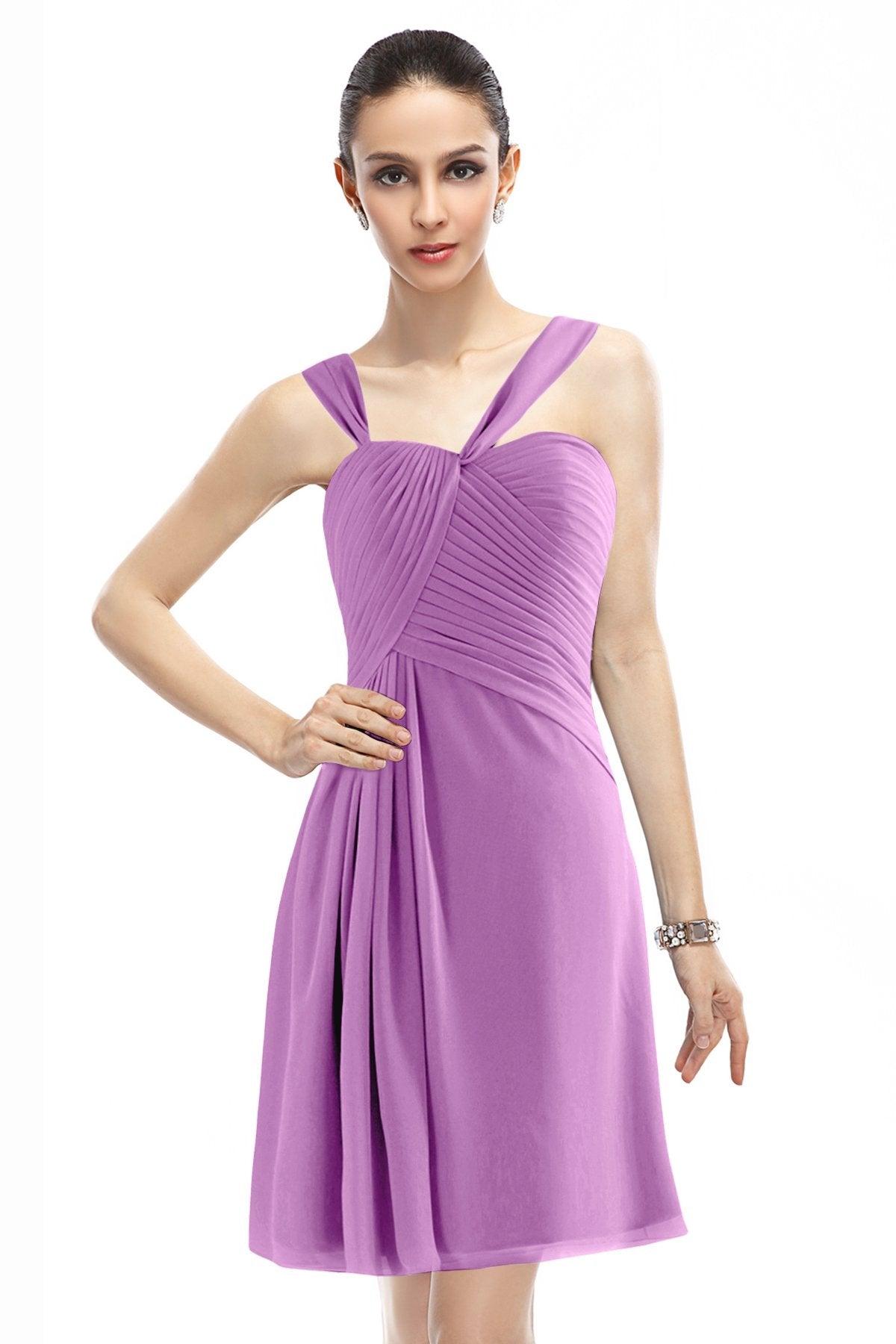 A-Line Knee Length Chiffon Bridesmaid Dress COZK1401A - COCOMELODY