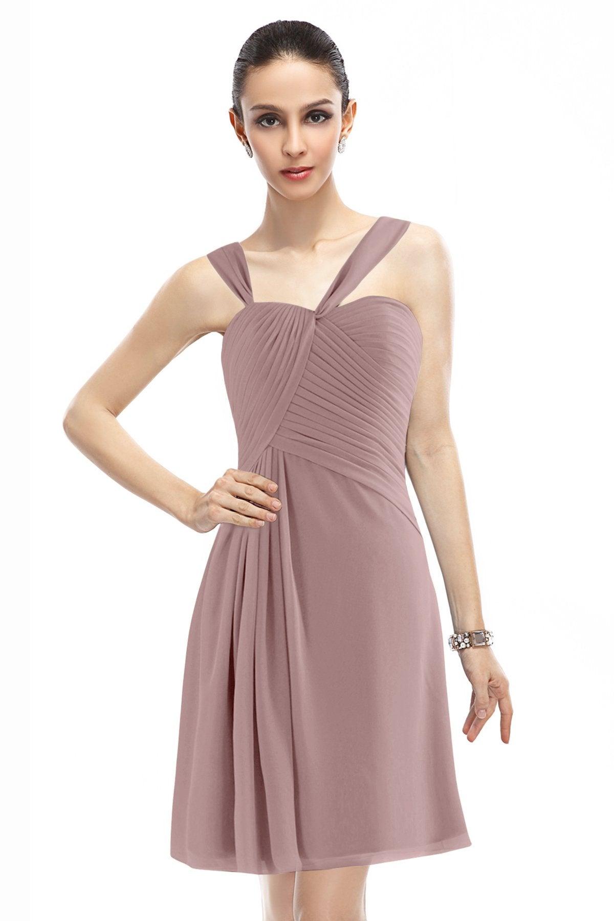 A-Line Knee Length Chiffon Bridesmaid Dress COZK1401A - COCOMELODY