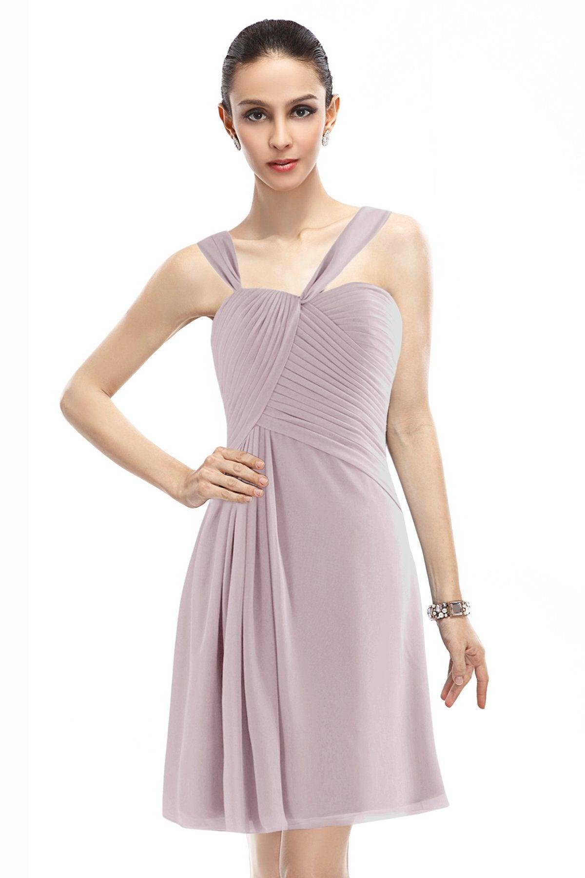A-Line Knee Length Chiffon Bridesmaid Dress COZK1401A - COCOMELODY
