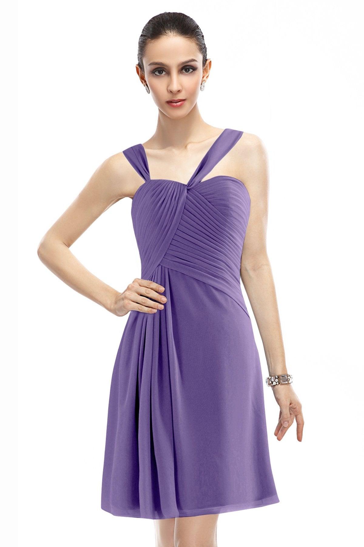 A-Line Knee Length Chiffon Bridesmaid Dress COZK1401A - COCOMELODY