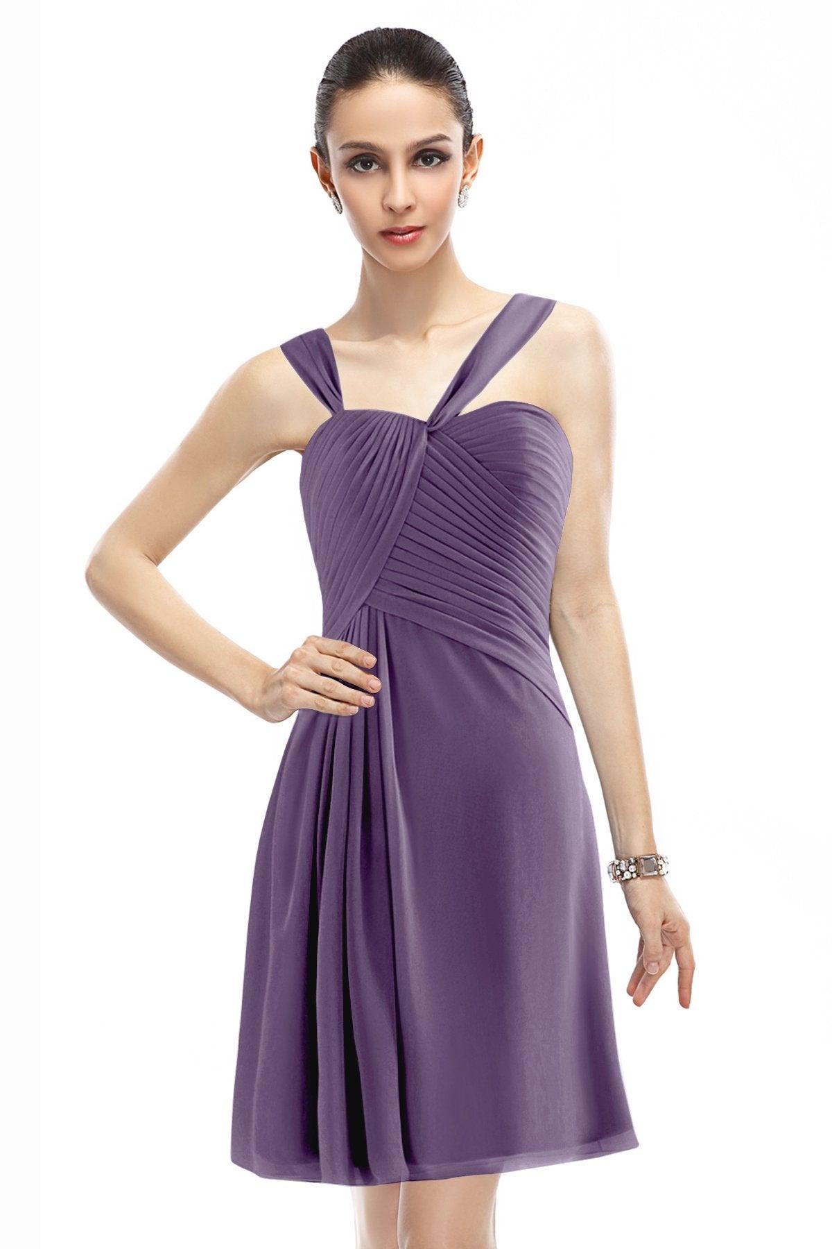 A-Line Knee Length Chiffon Bridesmaid Dress COZK1401A - COCOMELODY