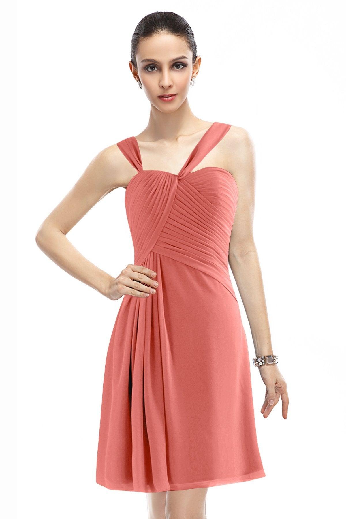 A-Line Knee Length Chiffon Bridesmaid Dress COZK1401A - COCOMELODY