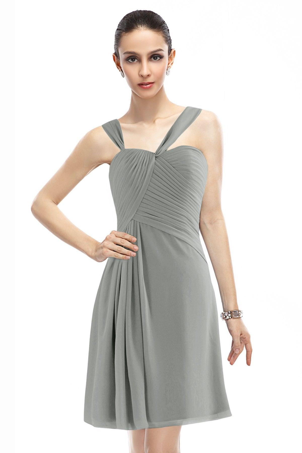 A-Line Knee Length Chiffon Bridesmaid Dress COZK1401A - COCOMELODY