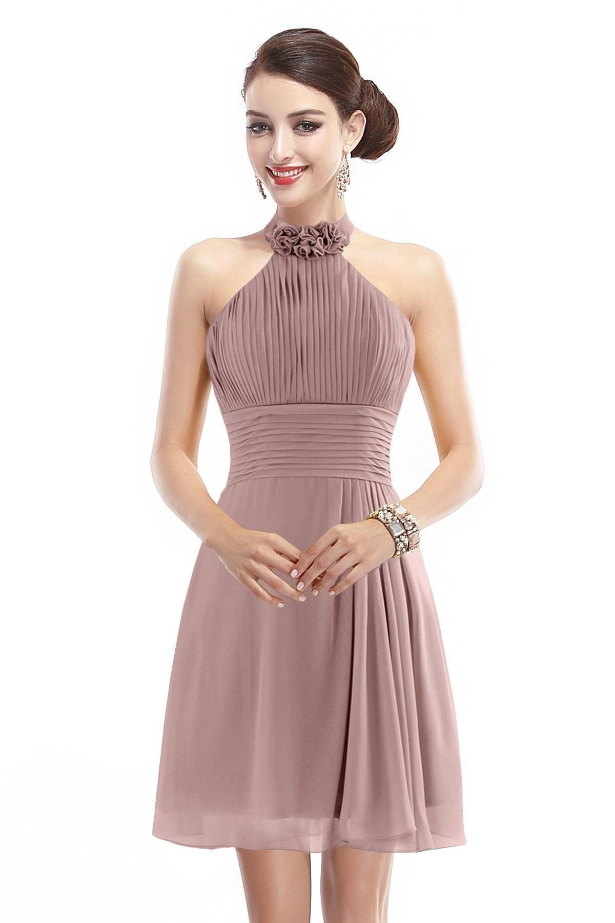 A-Line Short-Mini Chiffon Bridesmaid Dress COZK1401B - COCOMELODY