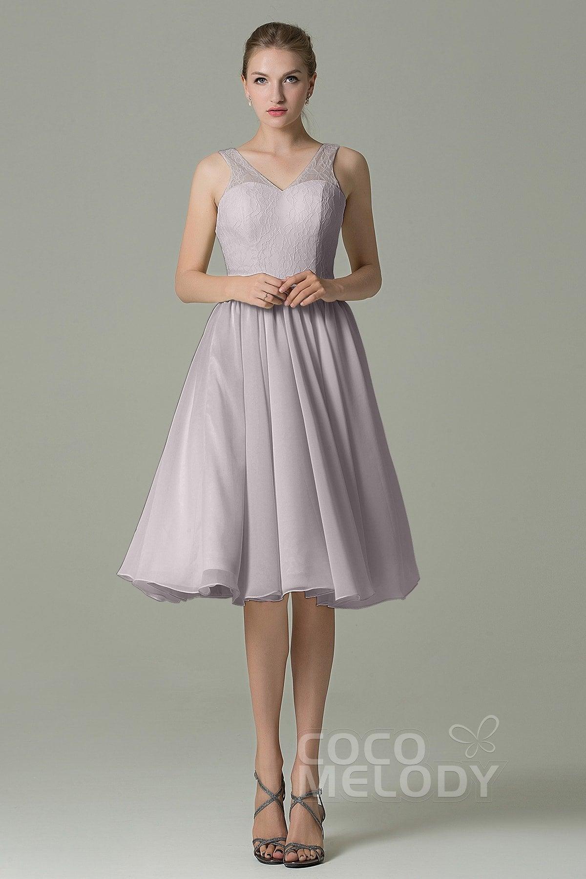 A-Line Knee Length Lace Short Bridesmaid Dress COZK16001 - COCOMELODY