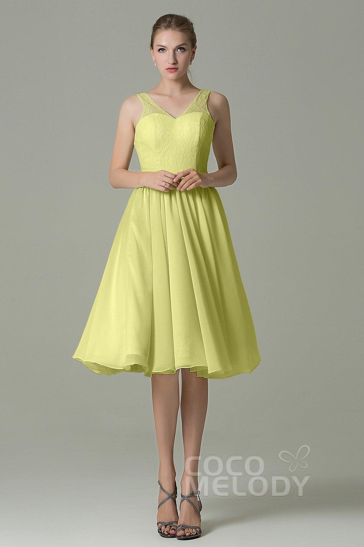 A-Line Knee Length Lace Short Bridesmaid Dress COZK16001 - COCOMELODY