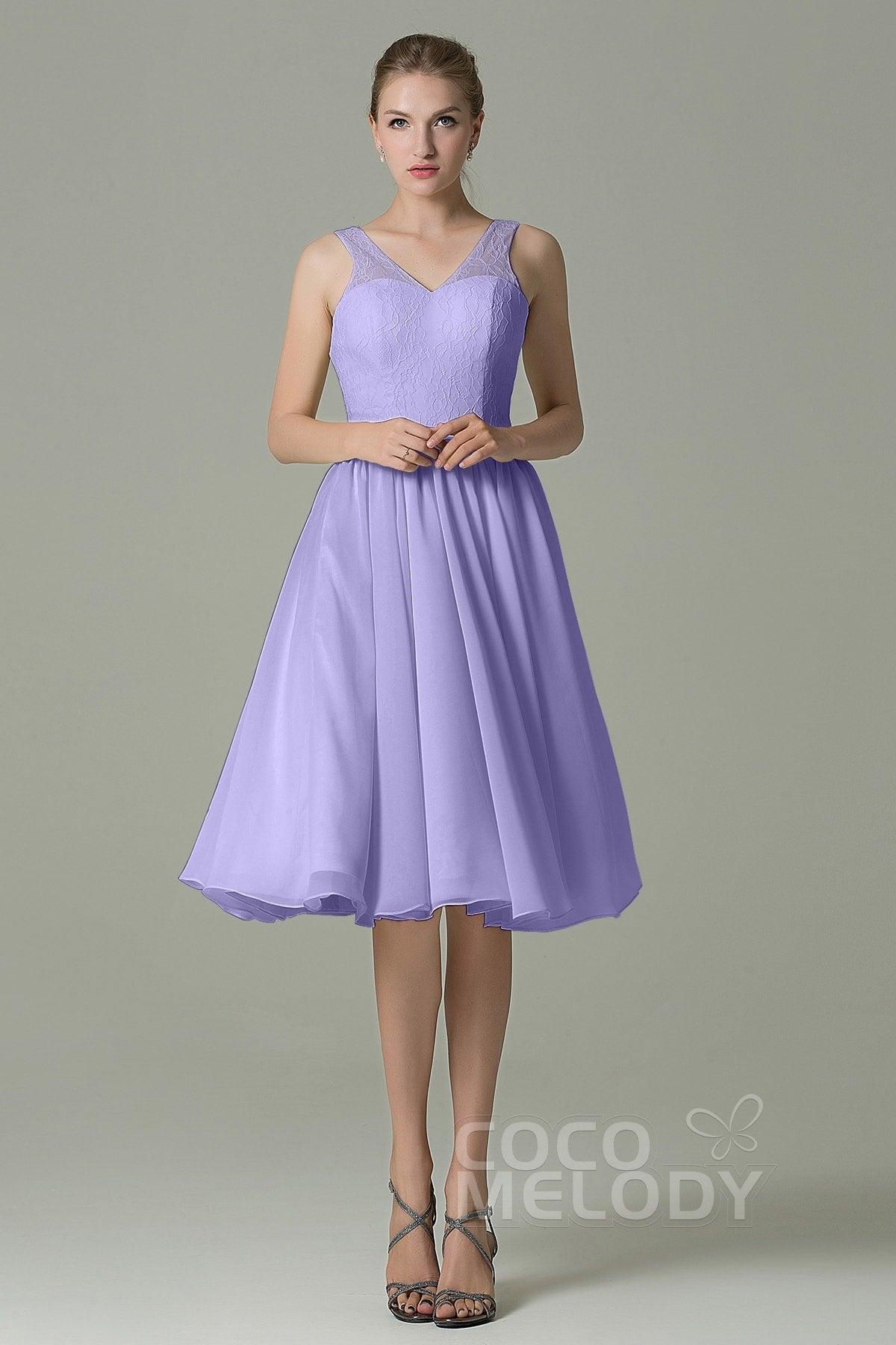 A-Line Knee Length Lace Short Bridesmaid Dress COZK16001 - COCOMELODY