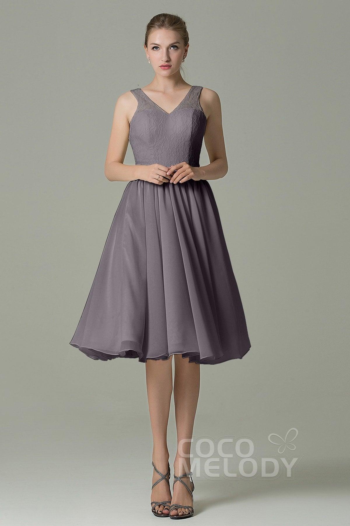 A-Line Knee Length Lace Short Bridesmaid Dress COZK16001 - COCOMELODY
