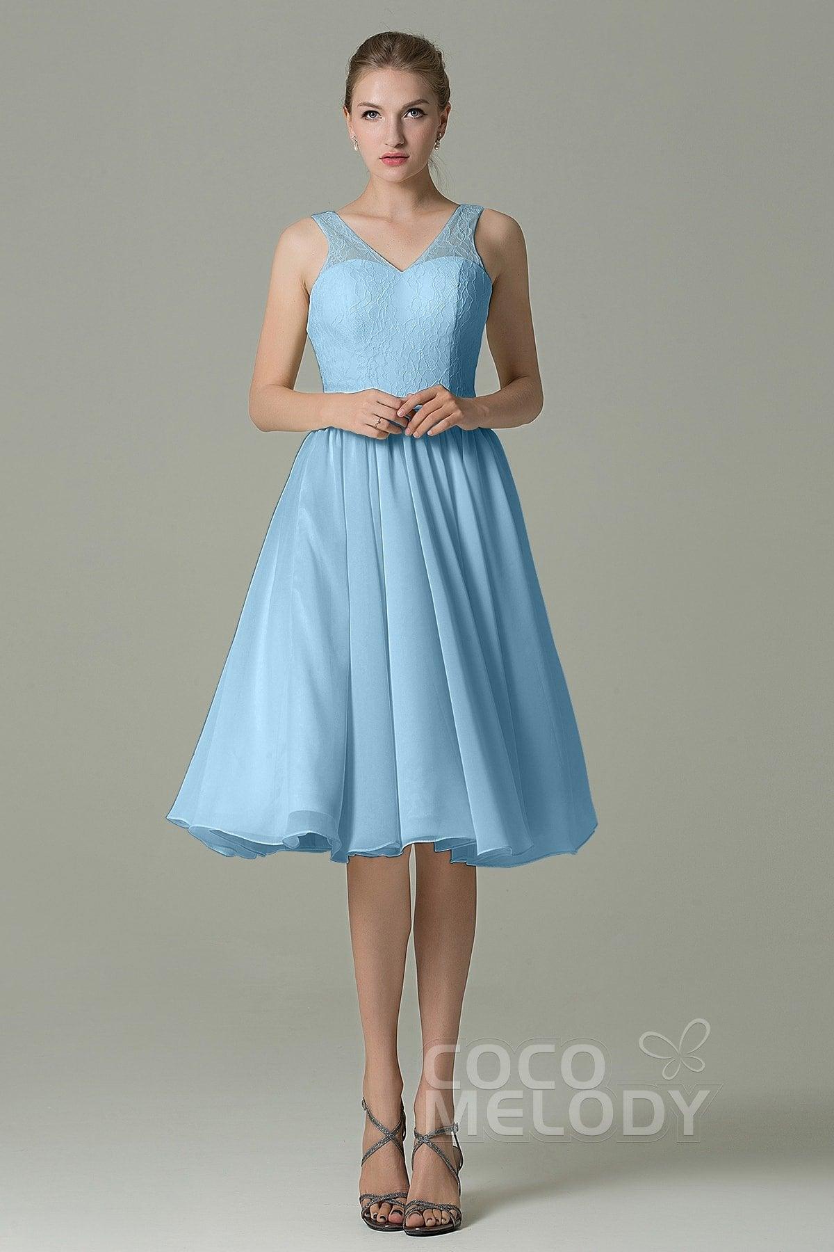 A-Line Knee Length Lace Short Bridesmaid Dress COZK16001 - COCOMELODY