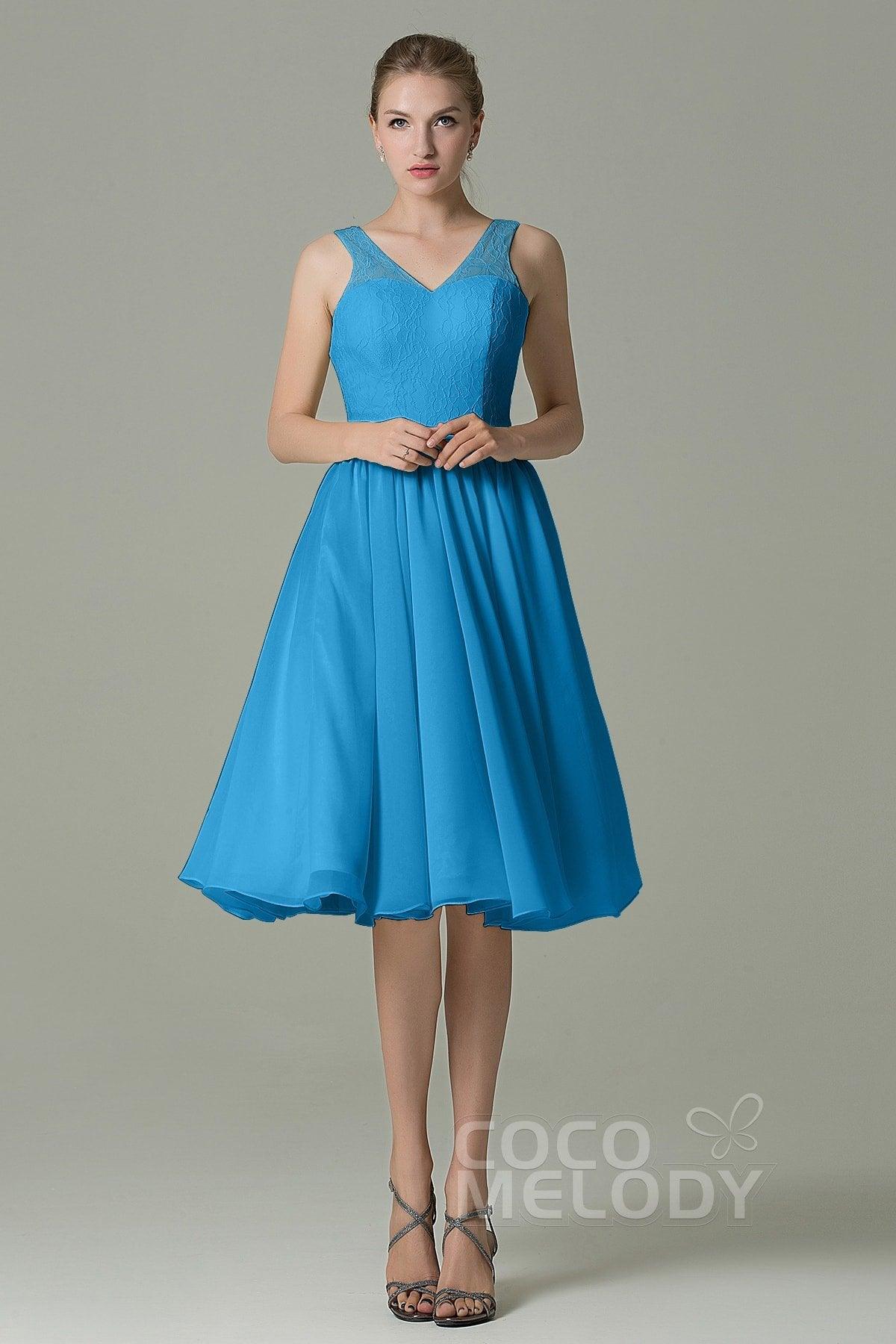 A-Line Knee Length Lace Short Bridesmaid Dress COZK16001 - COCOMELODY