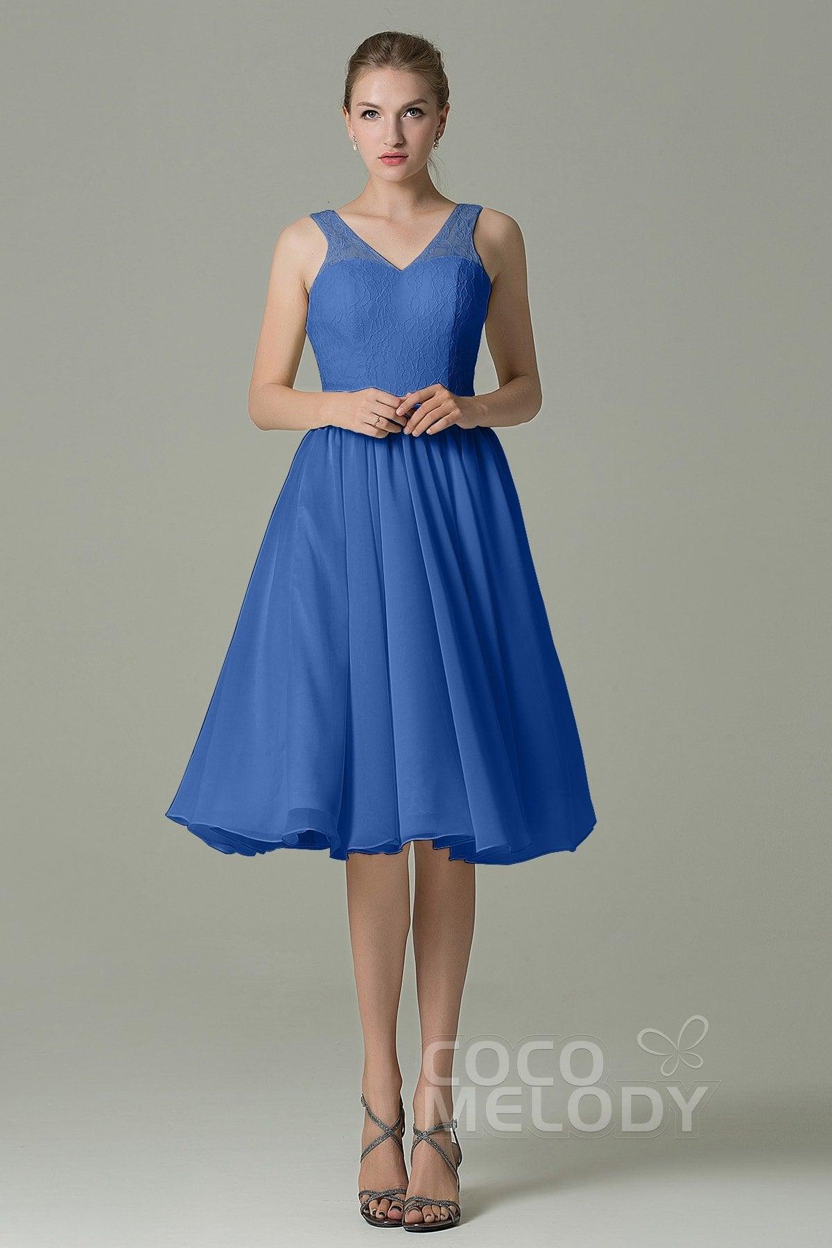 A-Line Knee Length Lace Short Bridesmaid Dress COZK16001 - COCOMELODY