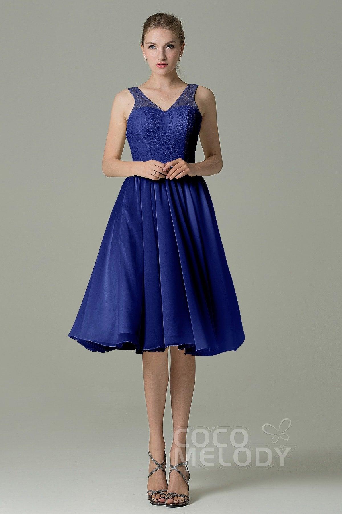 A-Line Knee Length Lace Short Bridesmaid Dress COZK16001 - COCOMELODY