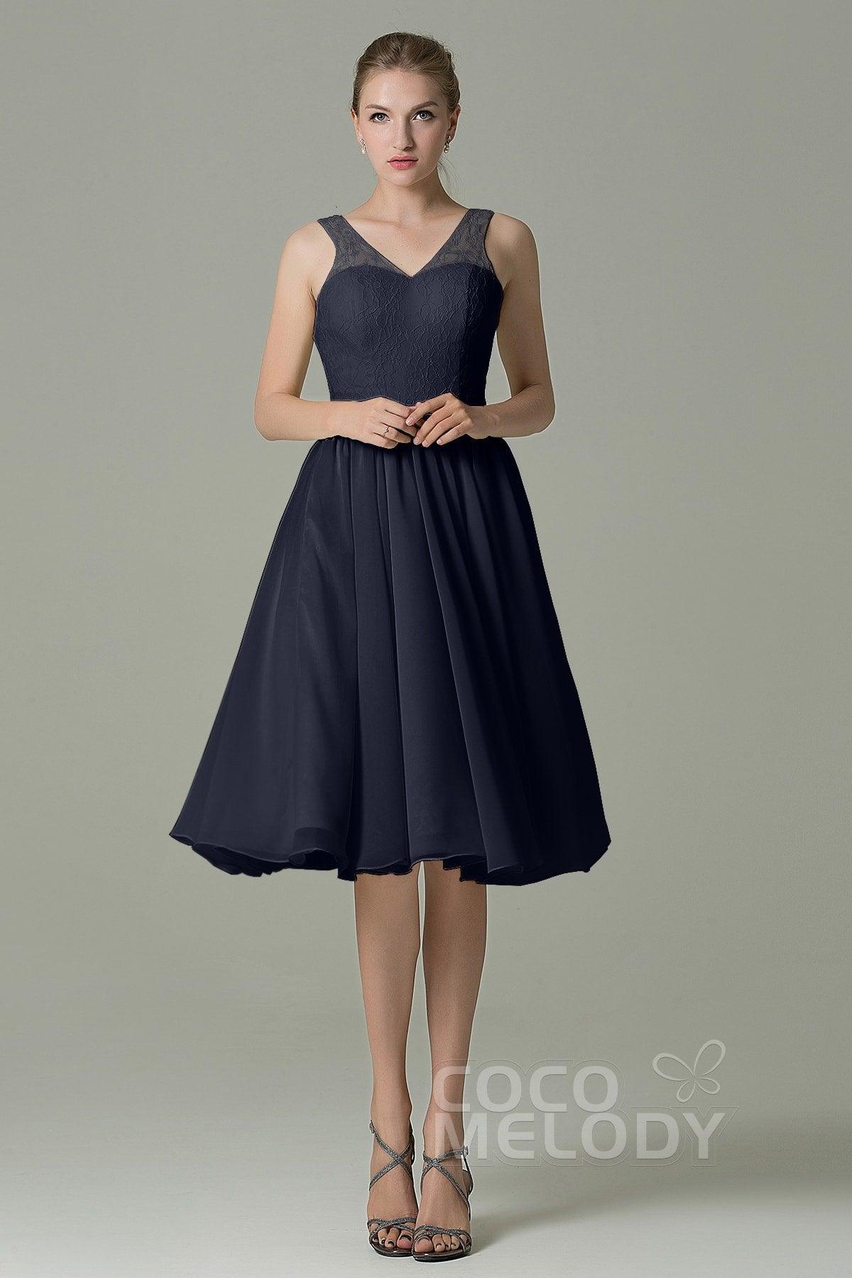 A-Line Knee Length Lace Short Bridesmaid Dress COZK16001 - COCOMELODY