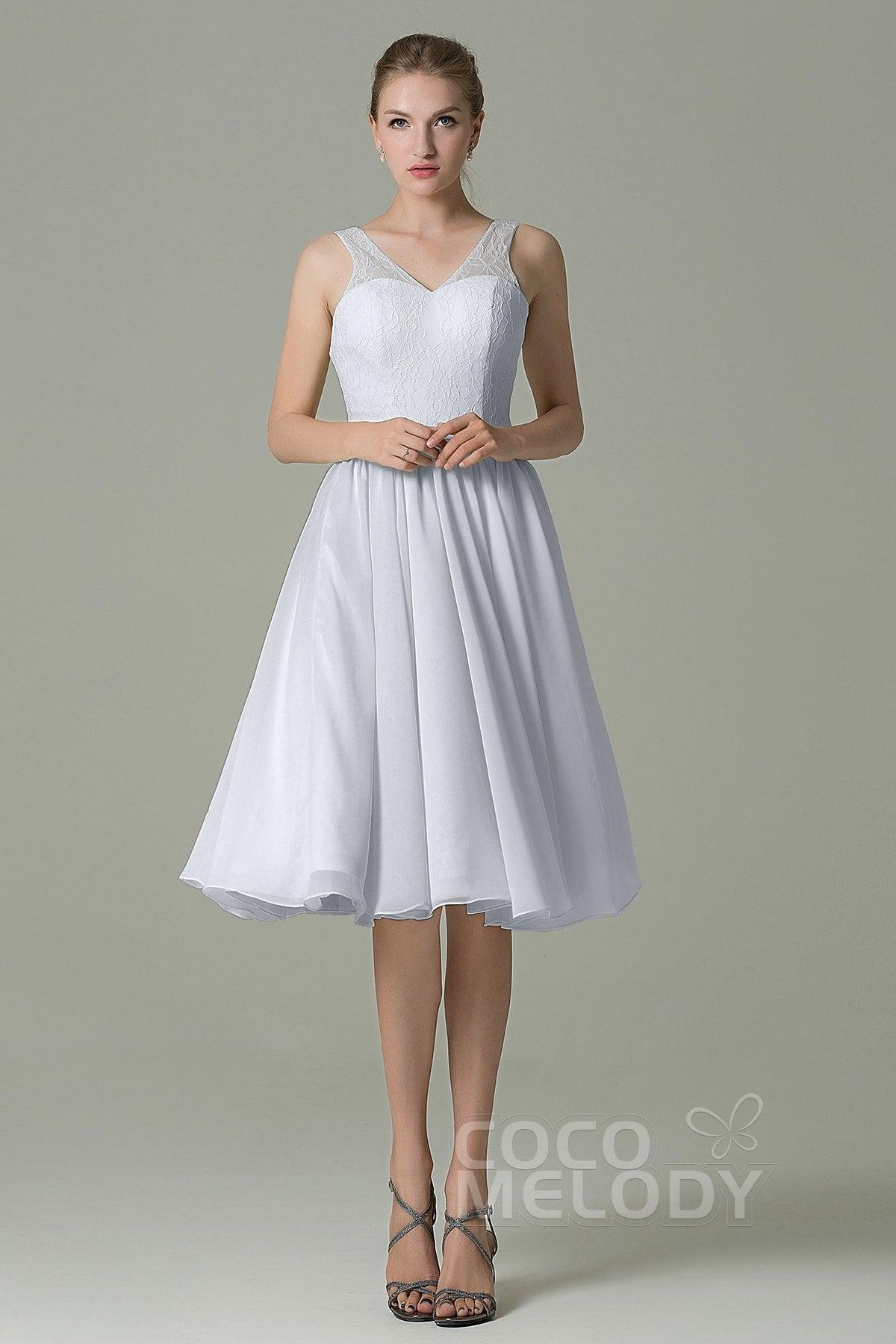 A-Line Knee Length Lace Short Bridesmaid Dress COZK16001 - COCOMELODY