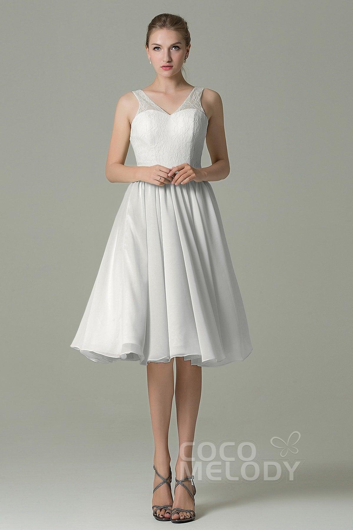 A-Line Knee Length Lace Short Bridesmaid Dress COZK16001 - COCOMELODY