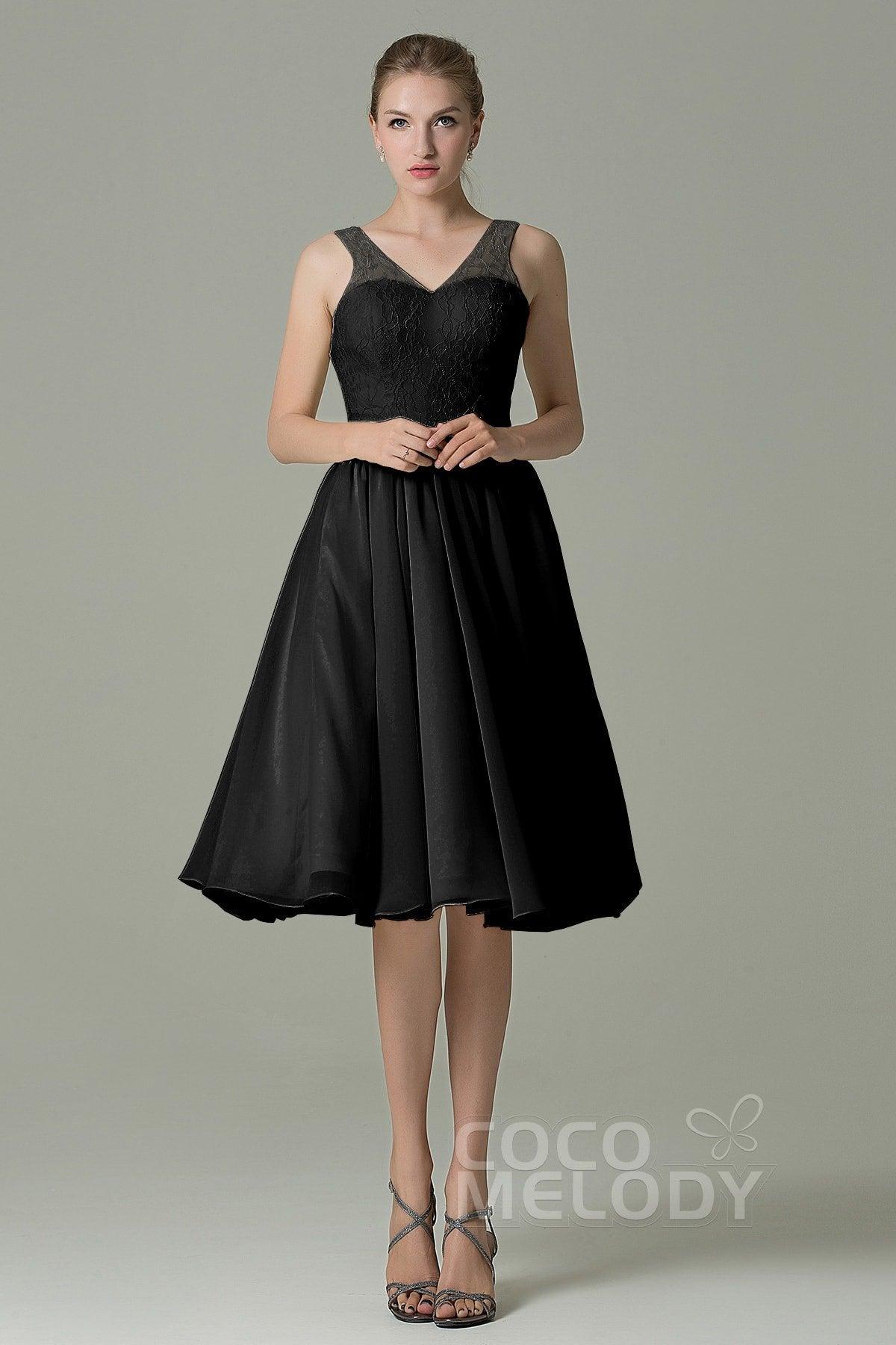 A-Line Knee Length Lace Short Bridesmaid Dress COZK16001 - COCOMELODY