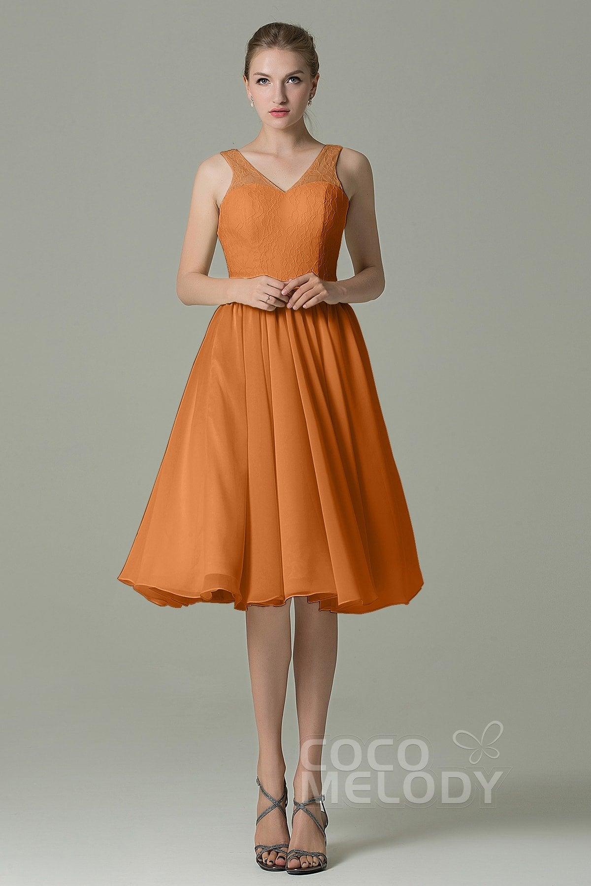 A-Line Knee Length Lace Short Bridesmaid Dress COZK16001 - COCOMELODY