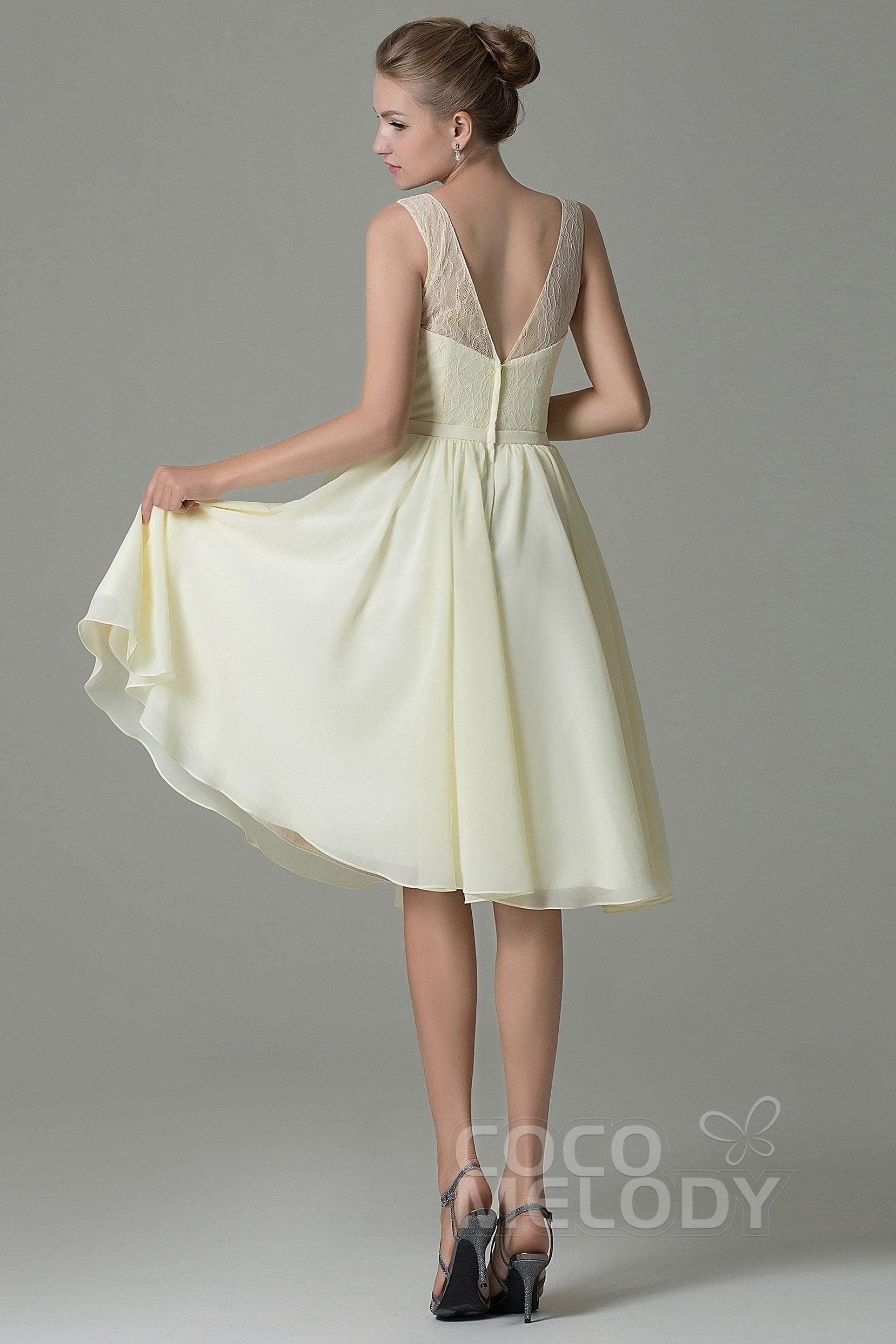 A-Line Knee Length Lace Short Bridesmaid Dress COZK16001 - COCOMELODY