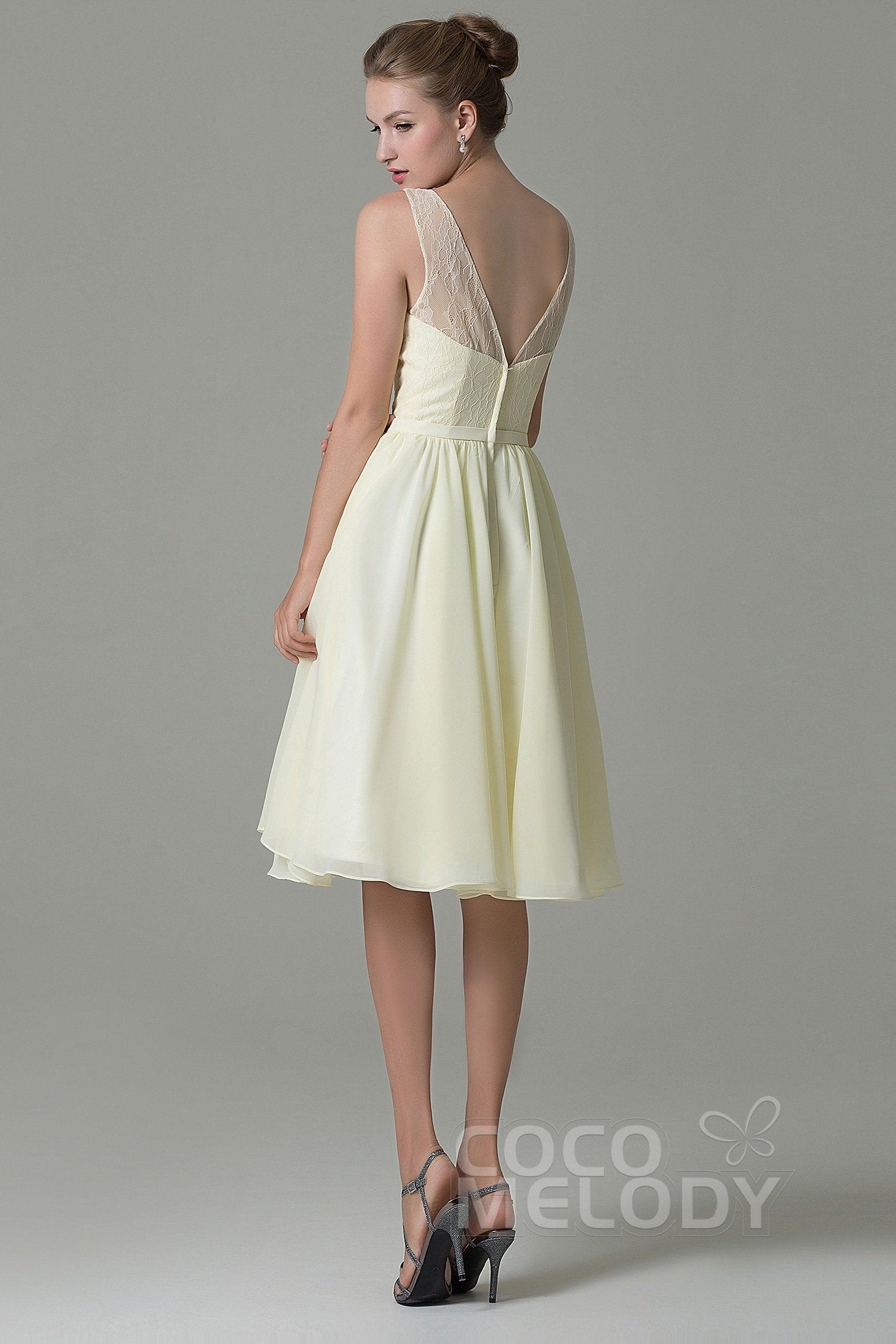 A-Line Knee Length Lace Short Bridesmaid Dress COZK16001 - COCOMELODY