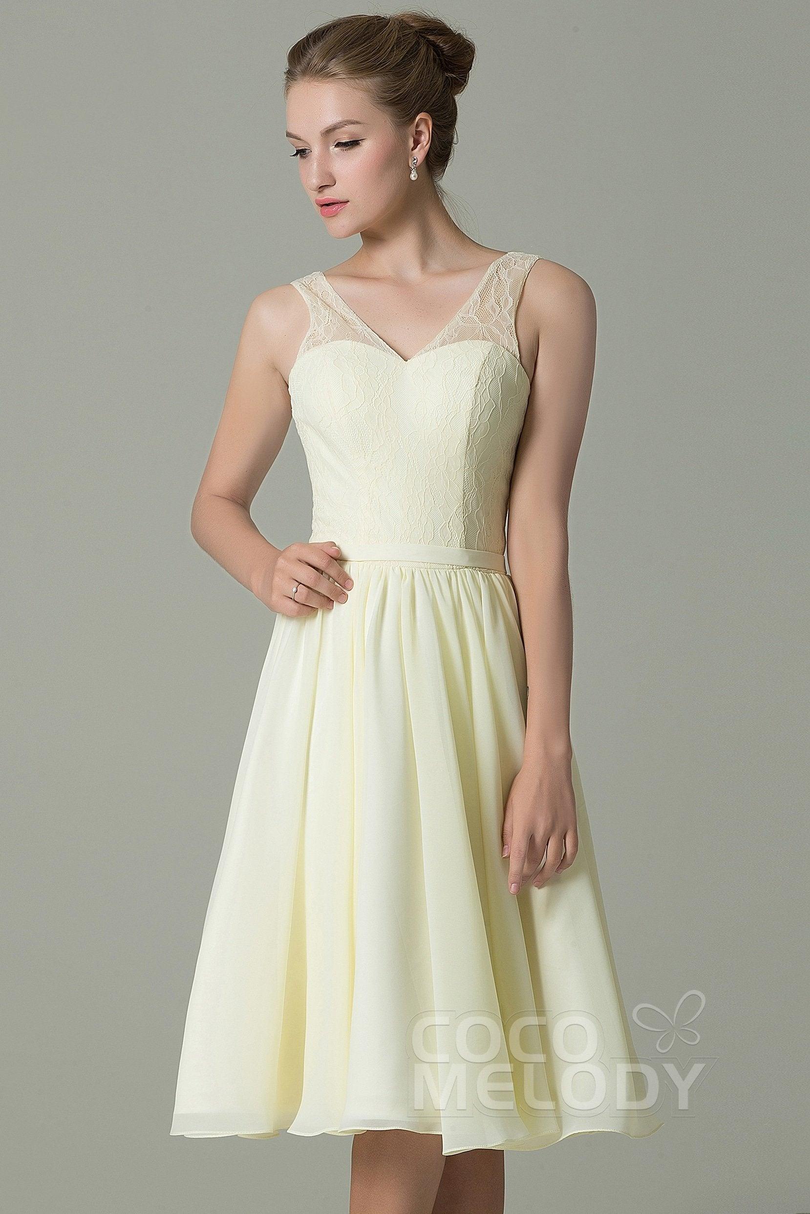 A-Line Knee Length Lace Short Bridesmaid Dress COZK16001 - COCOMELODY